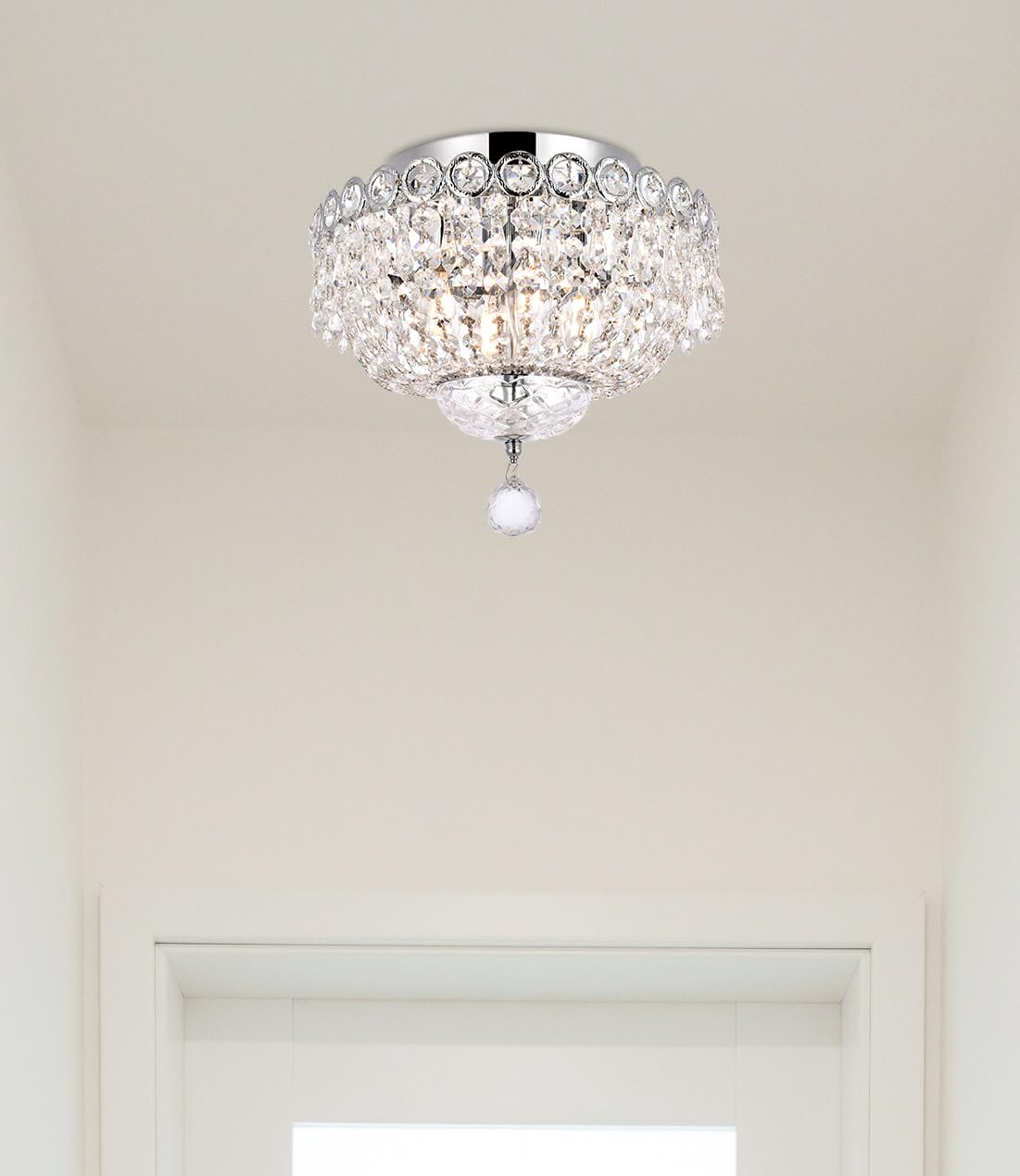 Elegant Lighting Century Flush Mount Light - Gold Finish, Royal Cut Crystal, Model V1900F12G/Rc