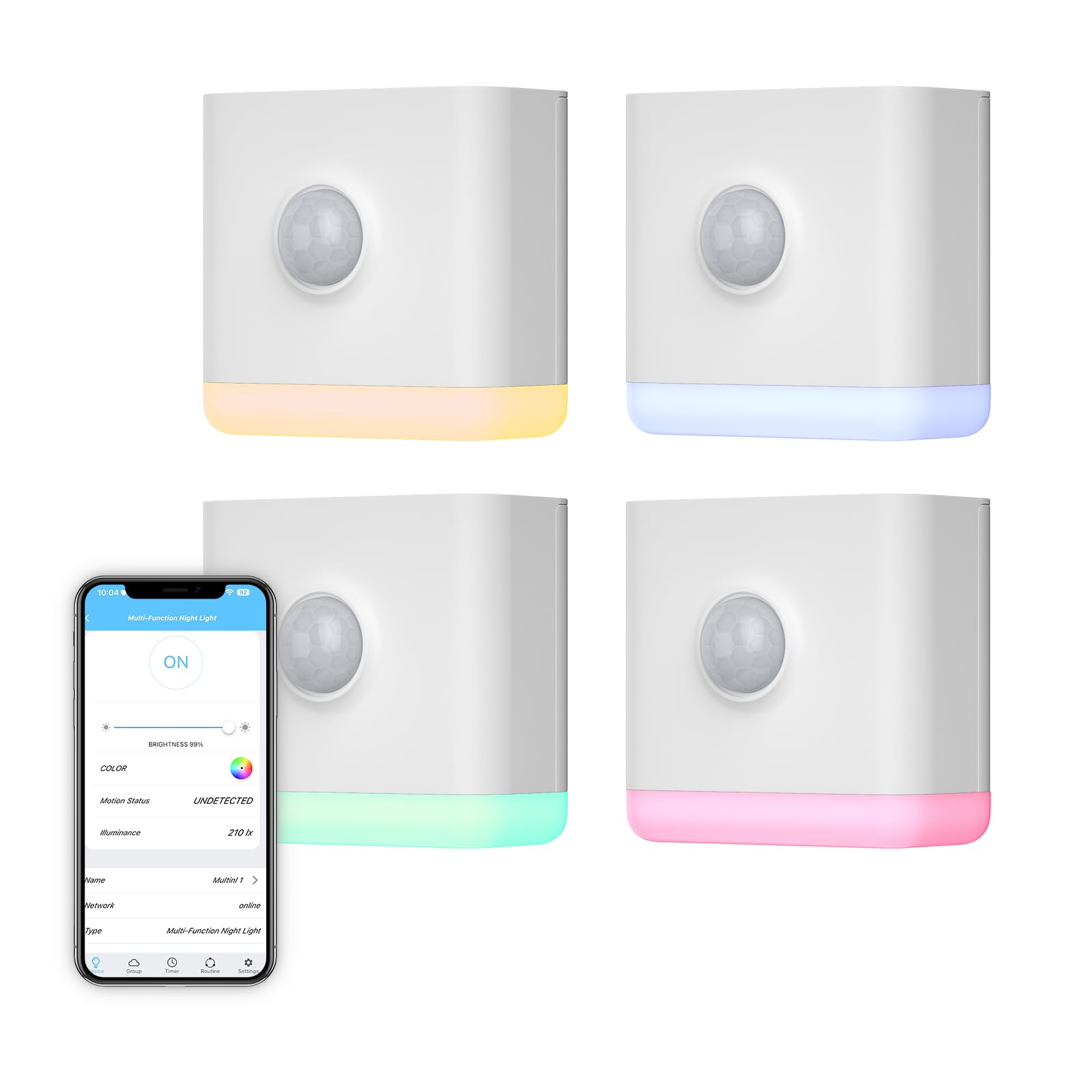 Thirdreality Multi-Function Night Light 4 Pack, Zigbee Repeater, 3-In-1 Combines A Motion Sensor, A Illumination Sensor And Rgb Color Night Light, 1-100% Adjustable Brightness, Zigbee Hub Required