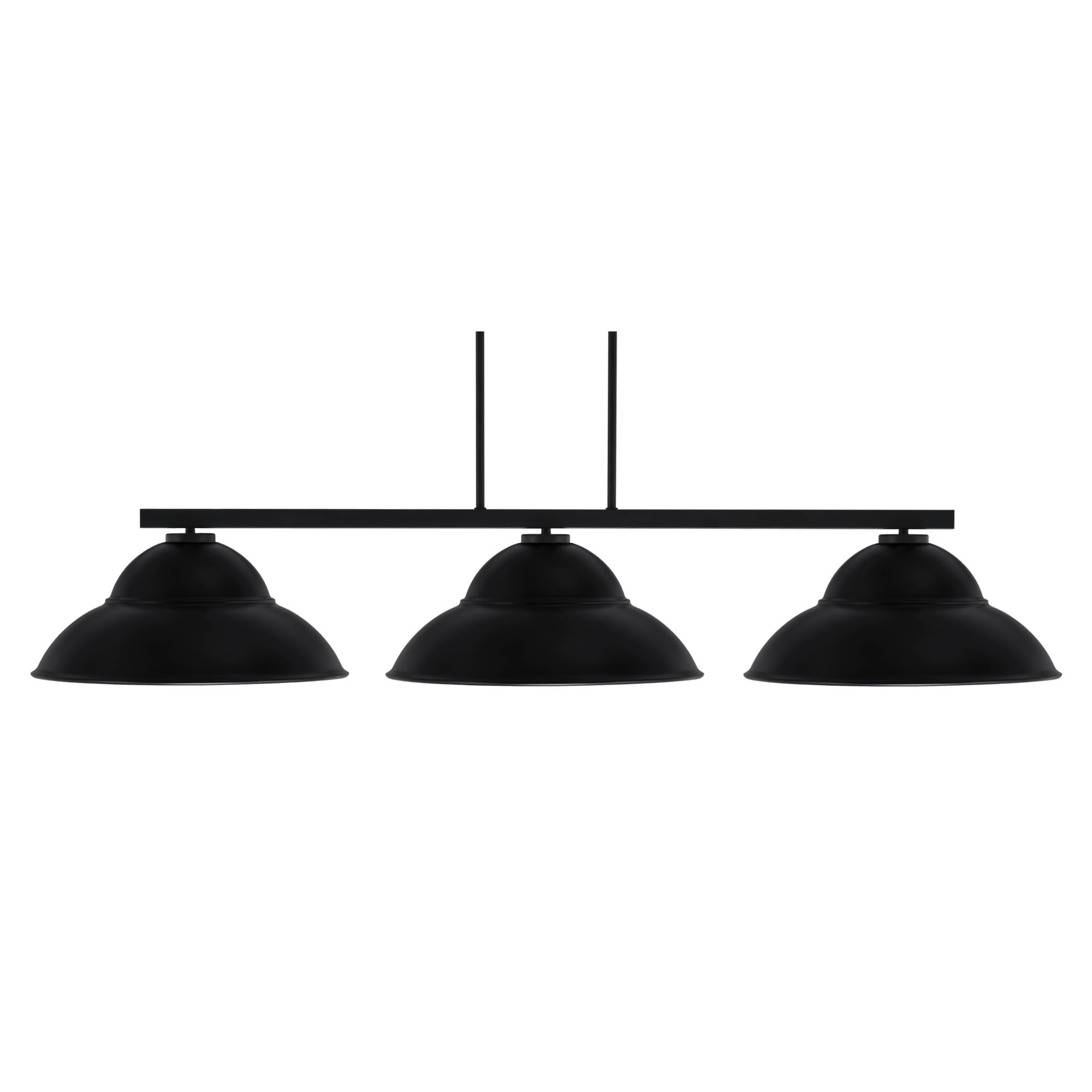 Toltec Lighting Atlas 3 Light Bar - Matte Black Finish, 16in Double Bubble Metal Shades