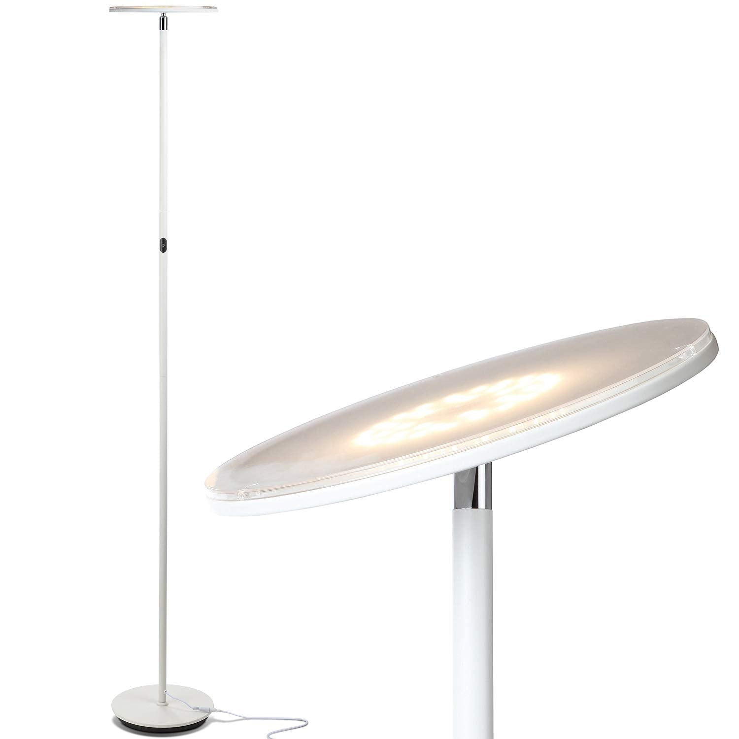 Brightech Sky LED Torchiere Super Bright Floor Lamp - Contemporary, High Lumen Light for Living Rooms and Offices - Dimmable, In