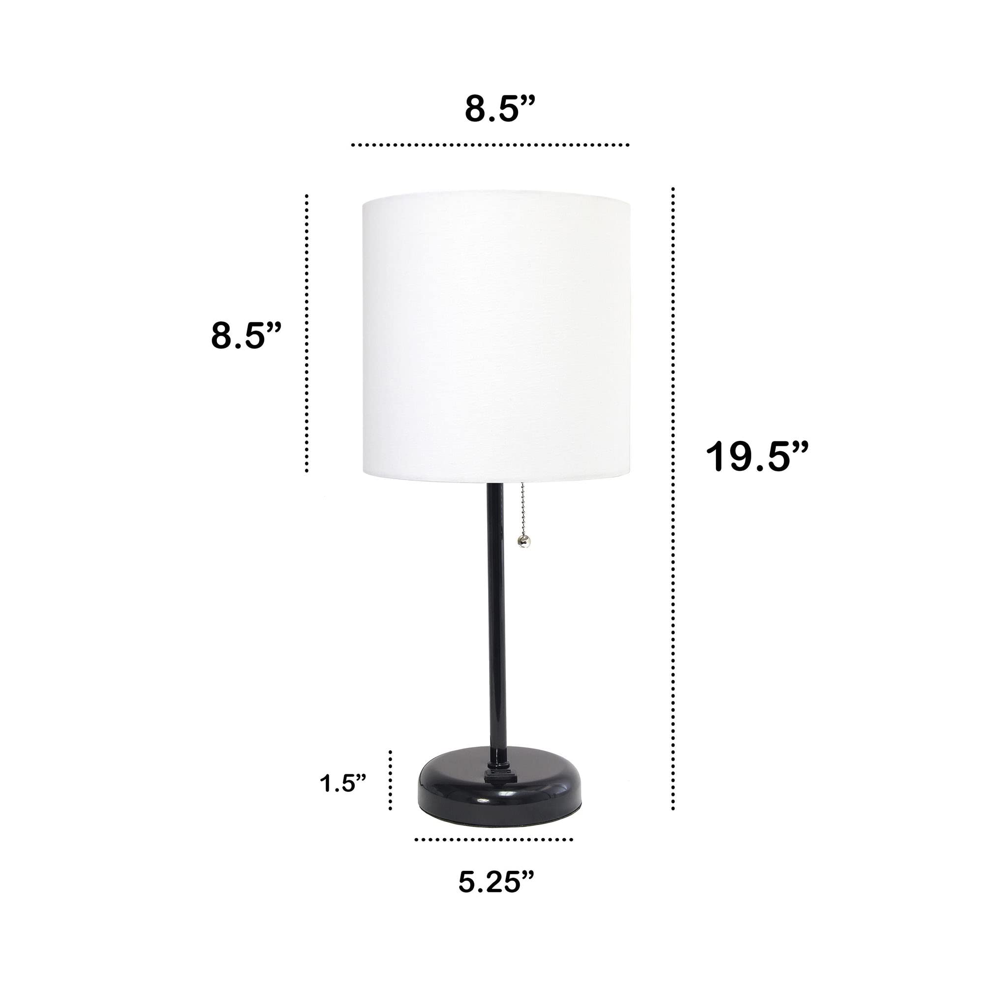Creekwood Home Oslo Black Metal Table Lamp With White Drum Shade - 19.5" Contemporary Design