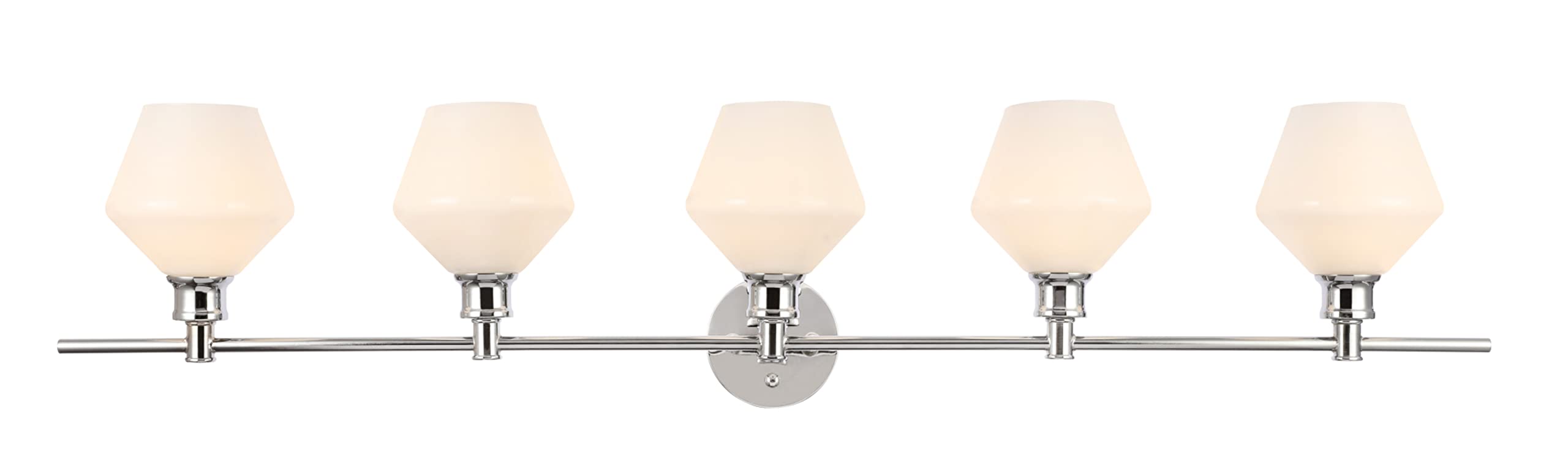 Living District Indoor Modern Home Decorative Bright Ceiling Gene 5 Light Chrome and Frosted White Glass Wall Sconce