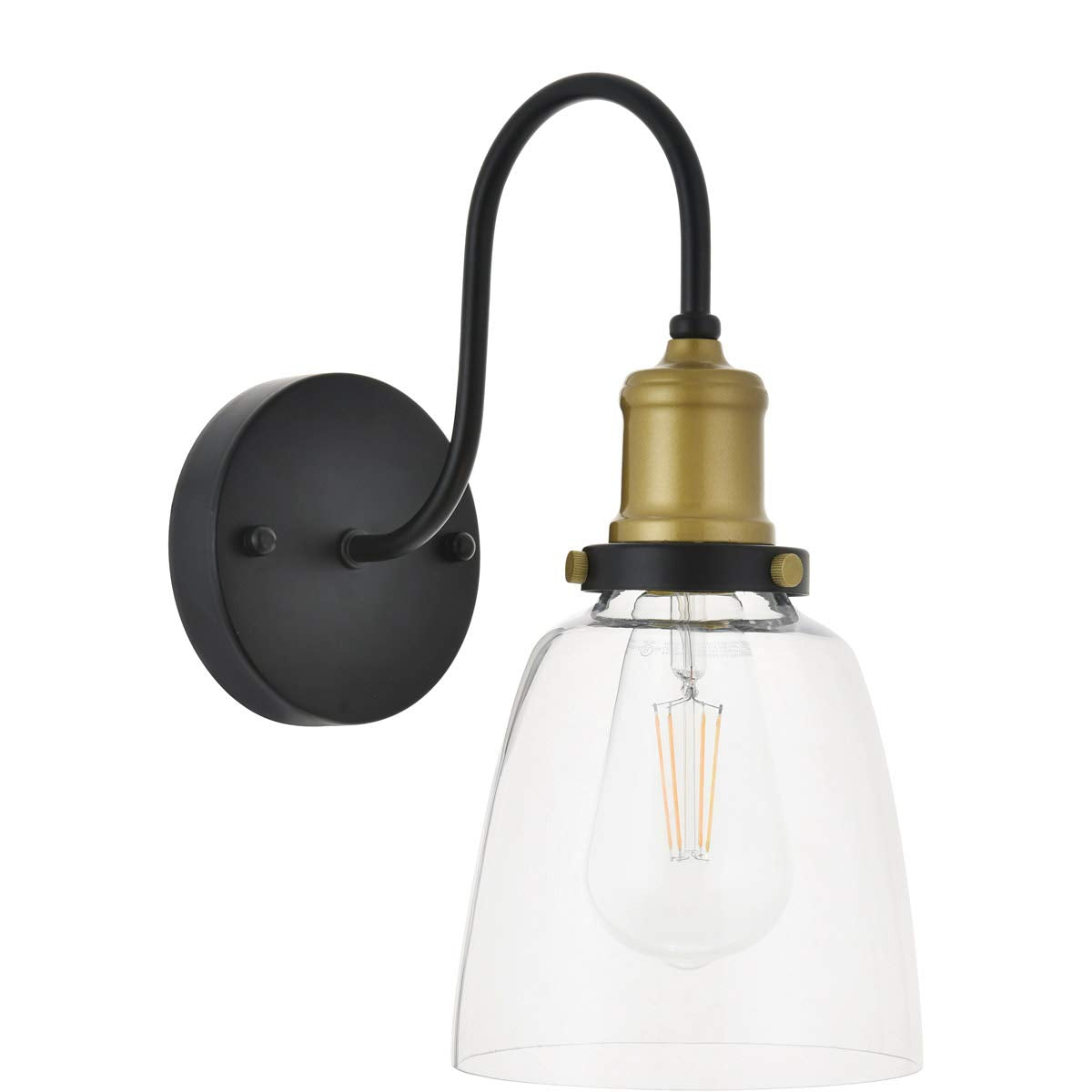 Living District Felicity 1-Light Metal Wall Sconce in Brass and Black