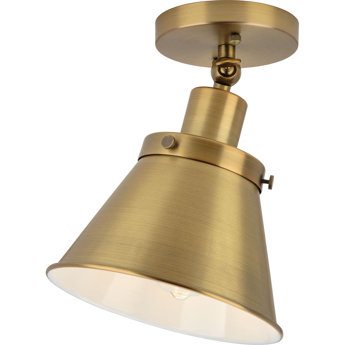 Progress Lighting P350199-163 Transitional One Light Flush Mount From Hinton Collection In Brass Finish, 10.00X8.25X8.25
