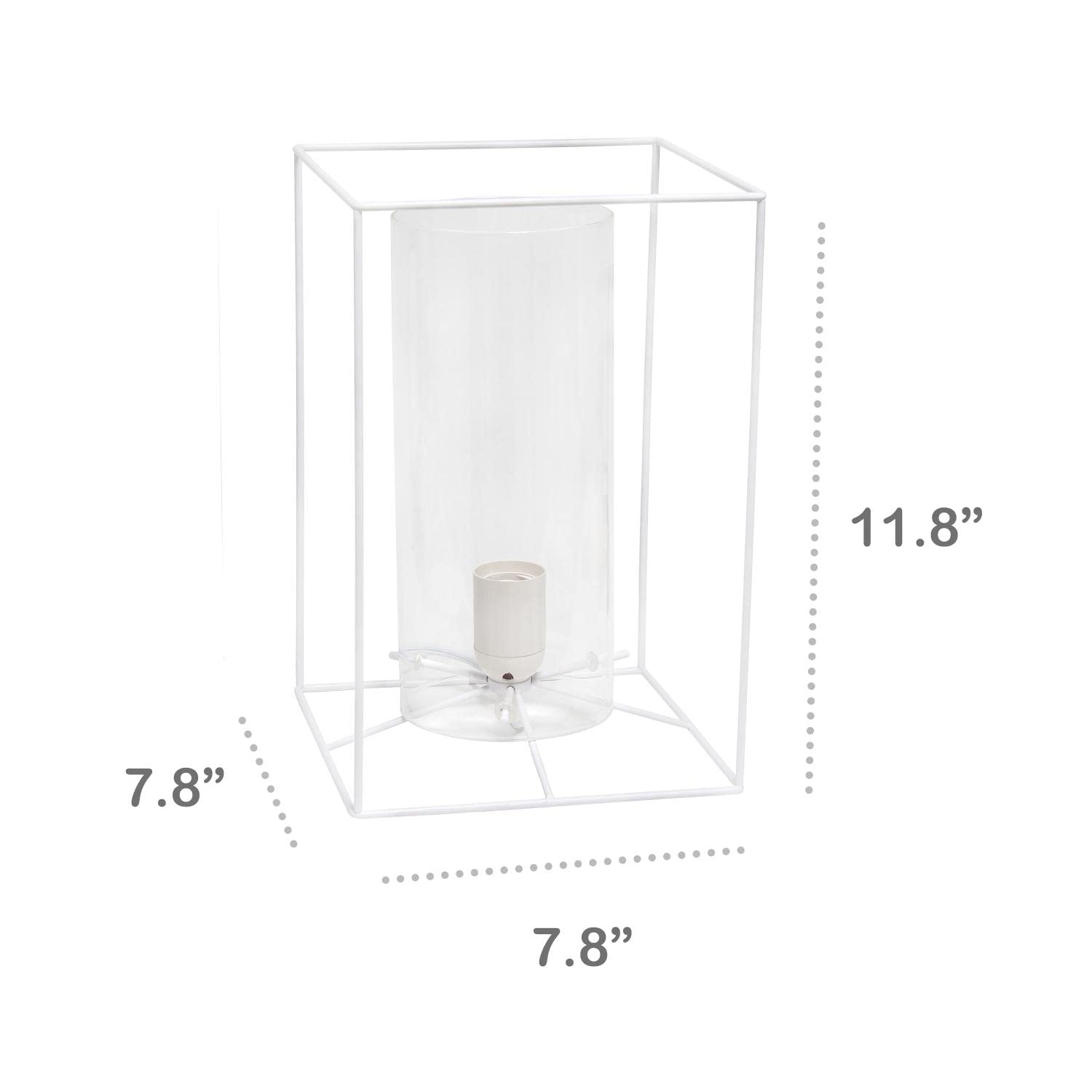Lalia Home Contemporary White Framed Table Lamp With Clear Cylinder Glass Shade - Large