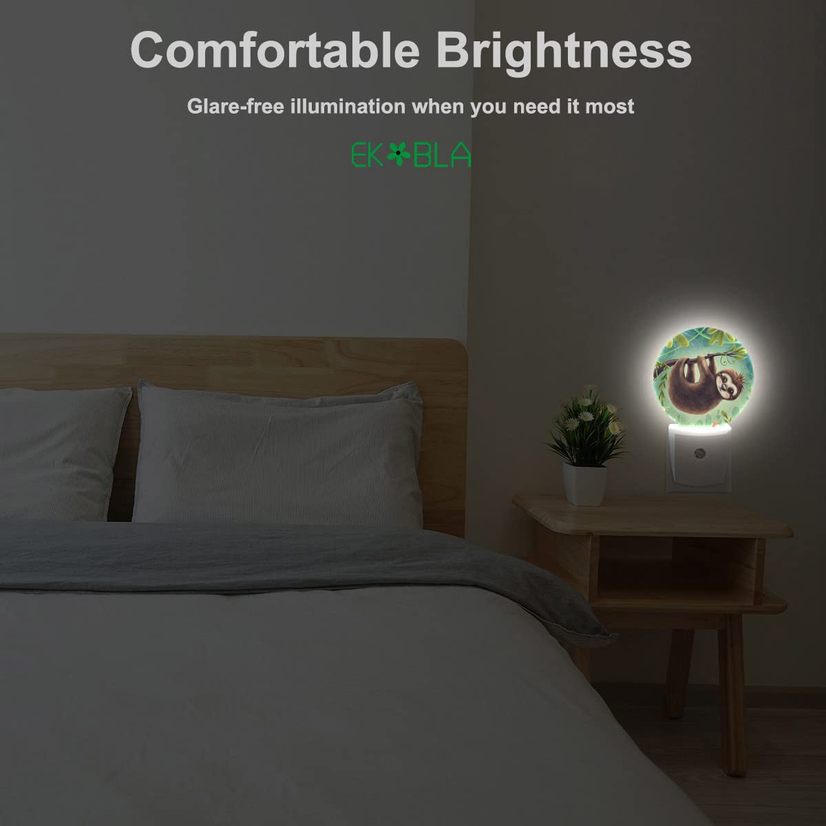Ekobla Sloth Hanging On Tree Night Light Tropical Jungle Cute Animal Night Lights Plug Into Wall Dusk To Dawn Sensor Led Lamp Fo