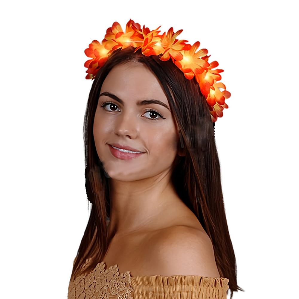 Blinkee Flashing Flower Crown Headband - 1 Count, Plastic, White/Orange