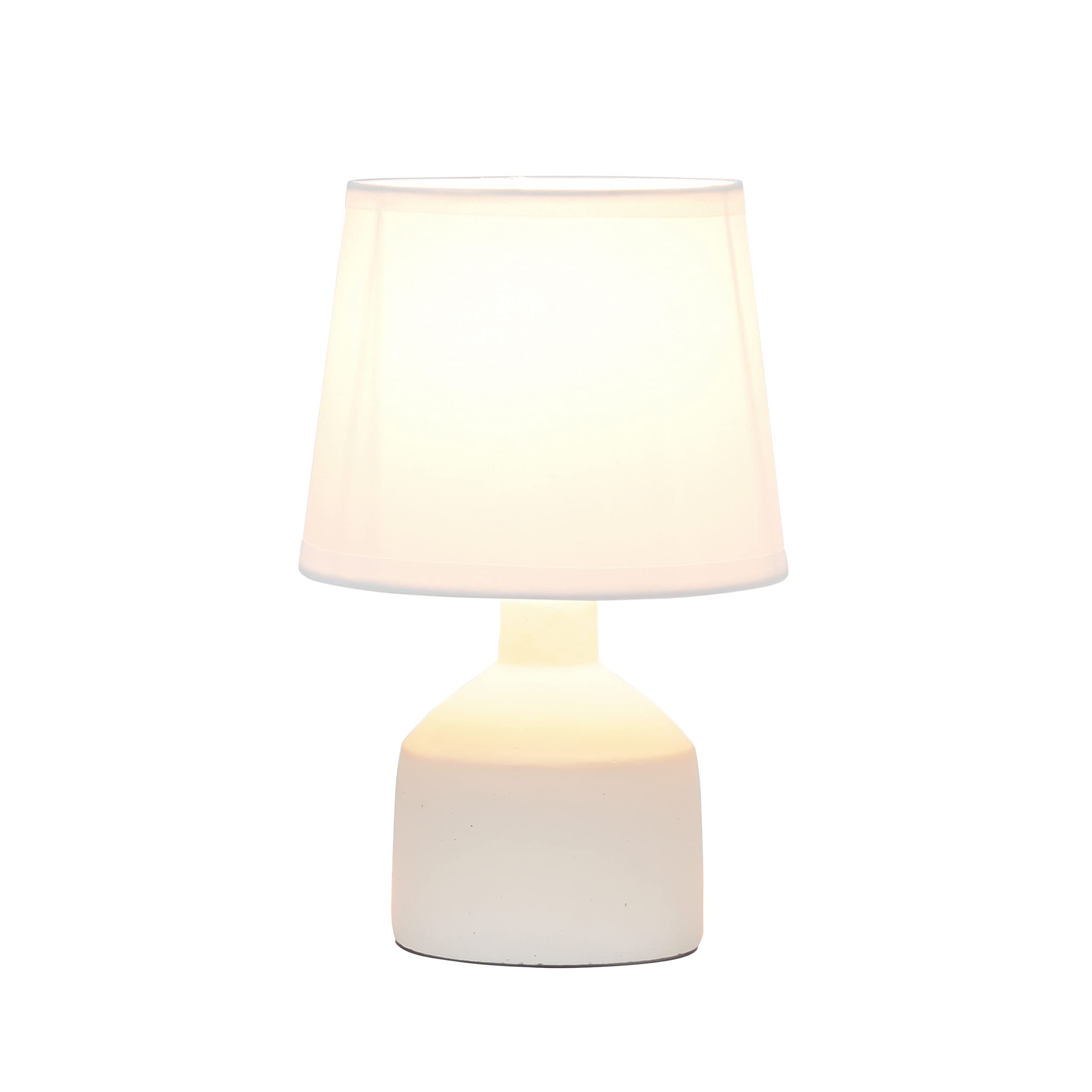 Simple Designs Lt2080-Off Mini Concrete Table Lamp, Off White, 5.91 X 5.91 X 9.4, Ideal For Modern Home Decor