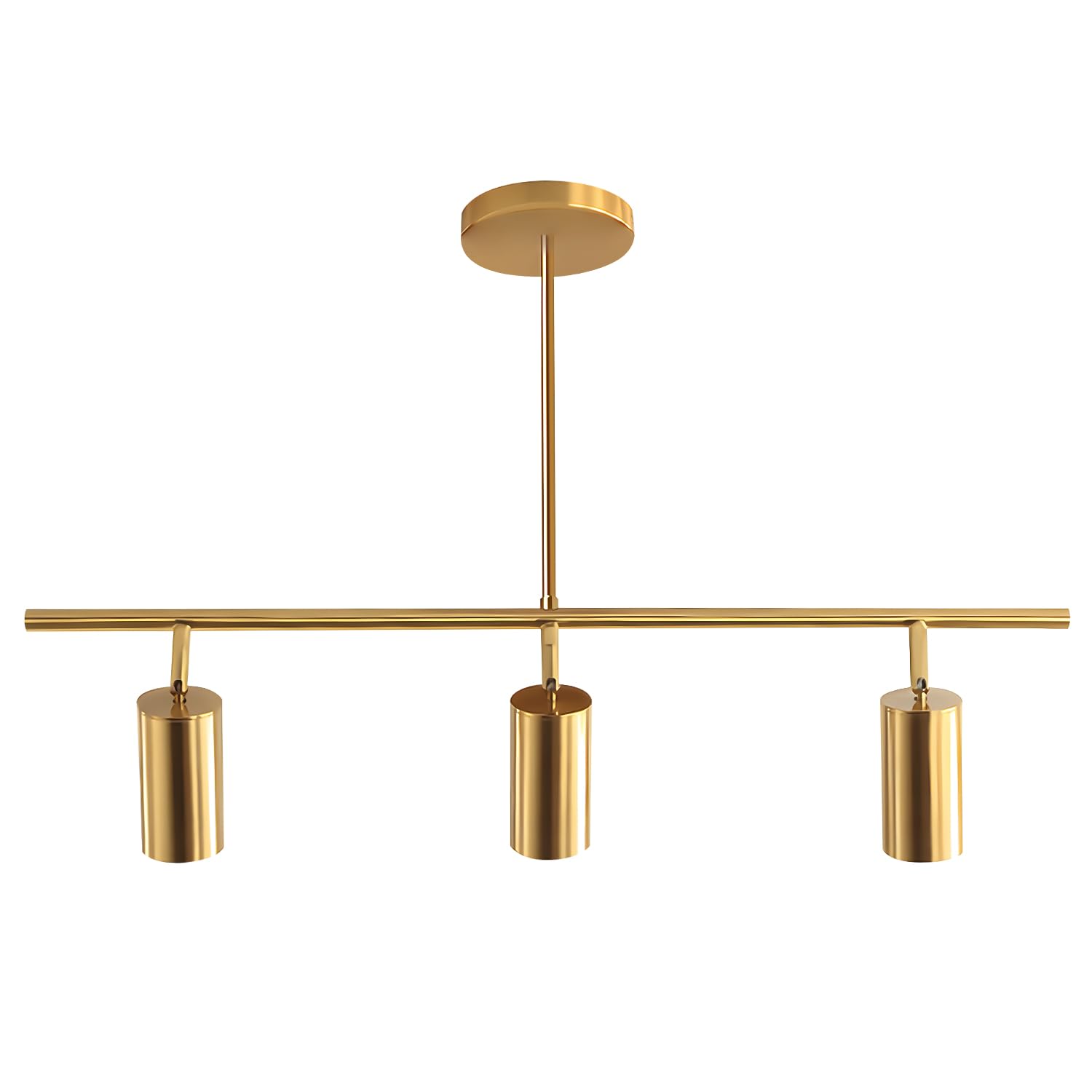 KCO Lighting Linear Pendant Light Ceiling Track Spotlight Gold 3-Light with Rods Adjustable Hanging Lighting Fixture for Dining