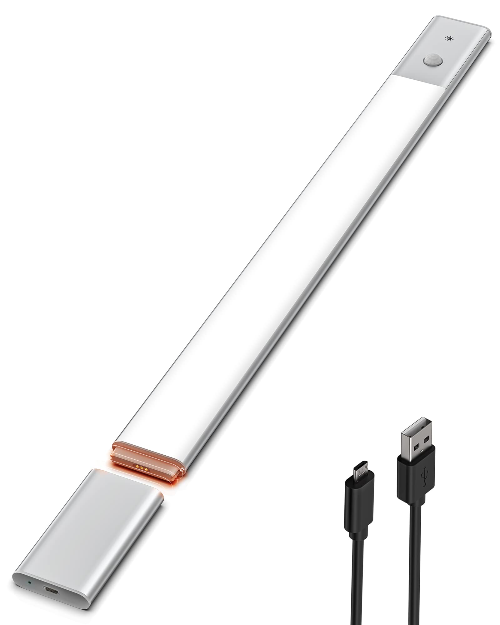 EZVALO Under Cabinet Lighting, 2-Pack Motion Sensor LED Lights, 3 Color Temps, Silver, Model LY-50, with 3 Detachable Batteries