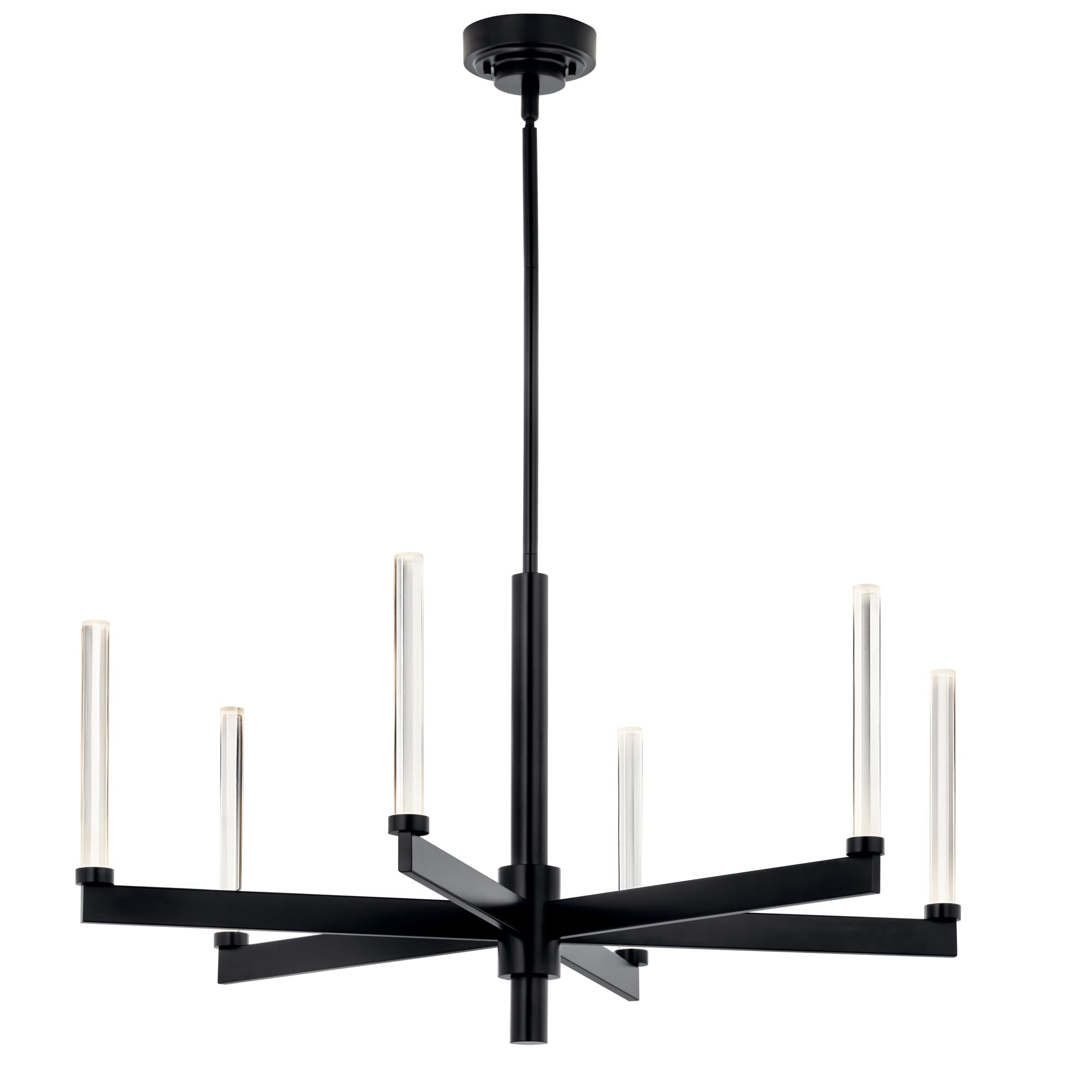 Kichler Sycara 6-Light LED Chandelier, Modern Light with Faceted Crystal in Black, Sloped Ceiling Compatible, for Dining or Livi