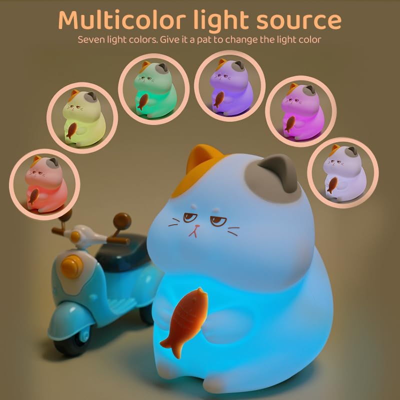 S Nmt Cute Cat Silicone Night Light 7 Colors Changeable 3 Brightness Rechargeable Timing Sleeping Lamp Kawaii Cordless Night Lig