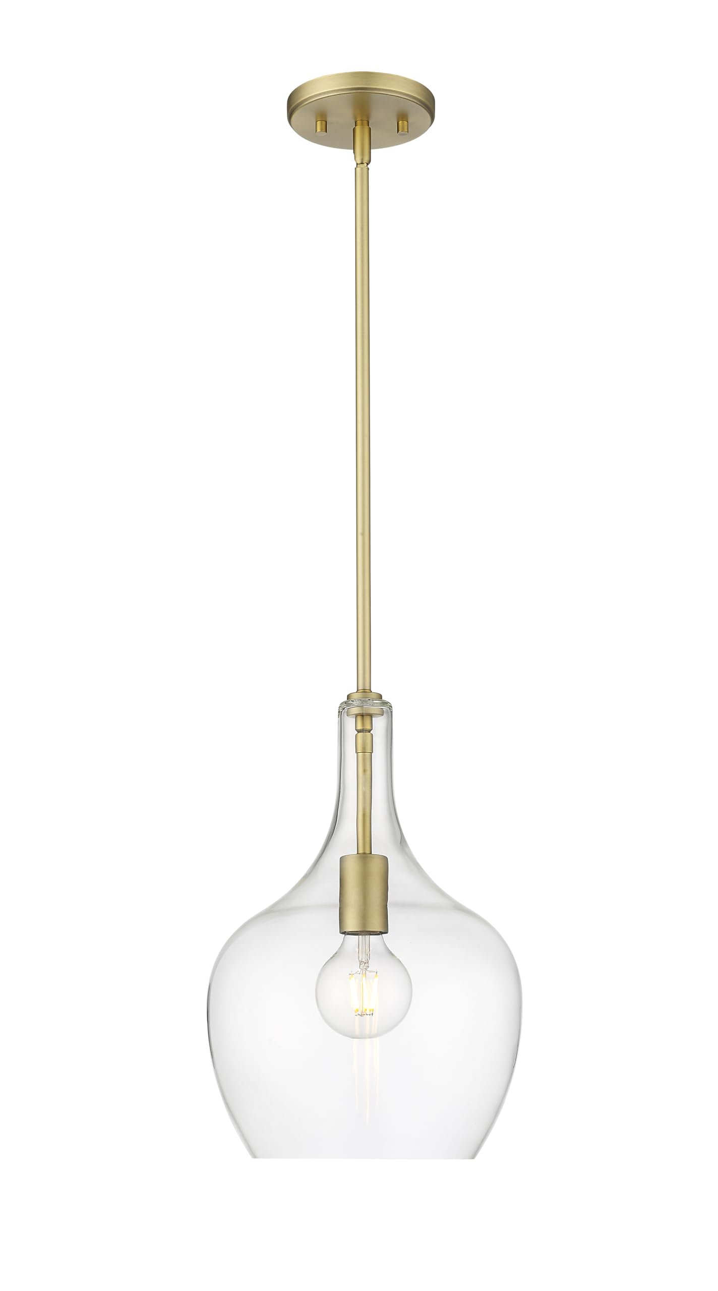ML Lighting | Lamara Collection | 28401-VB | Indoor 1 Light Metal Pendant in Vintage Brass with Clear Glass Shade | Kitchens, Di