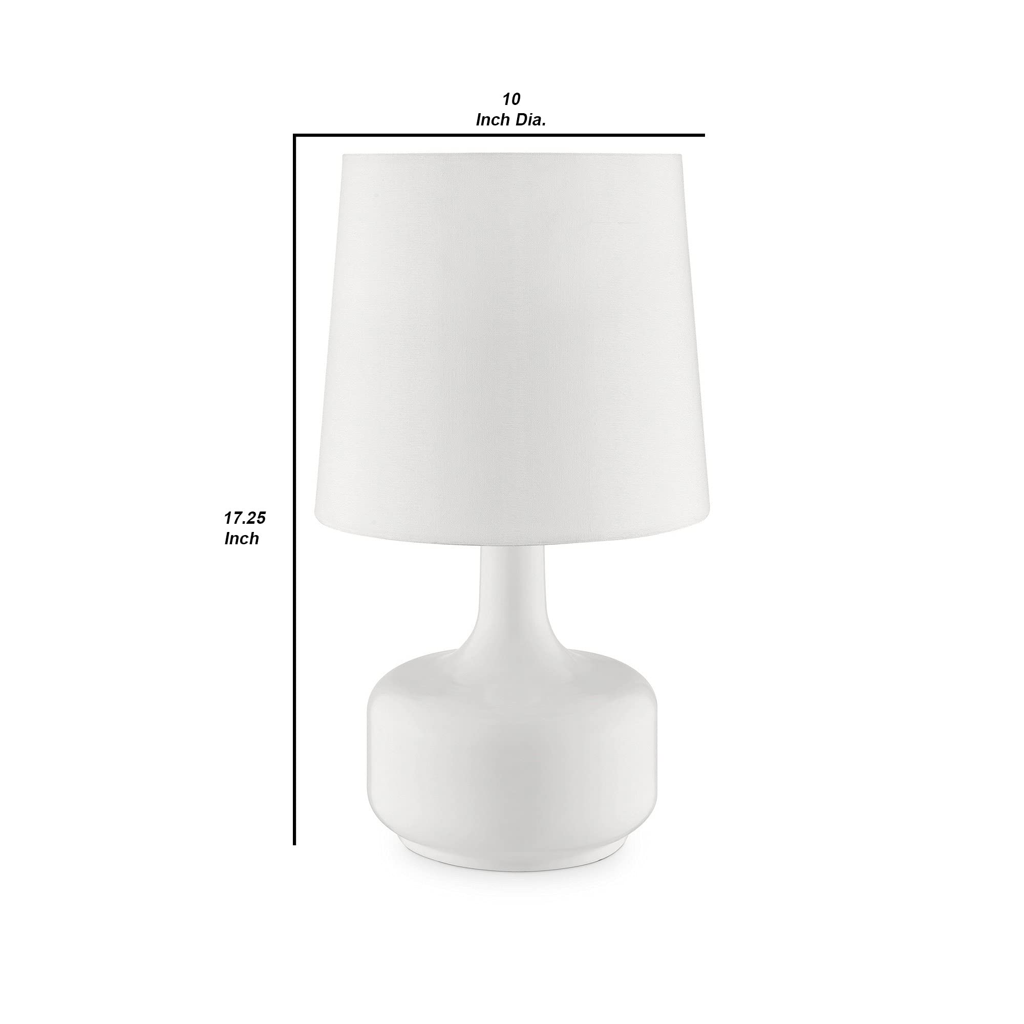 Benzara Bm240455 Table Lamp With Teardrop Metal Base & Fabric Shade, White