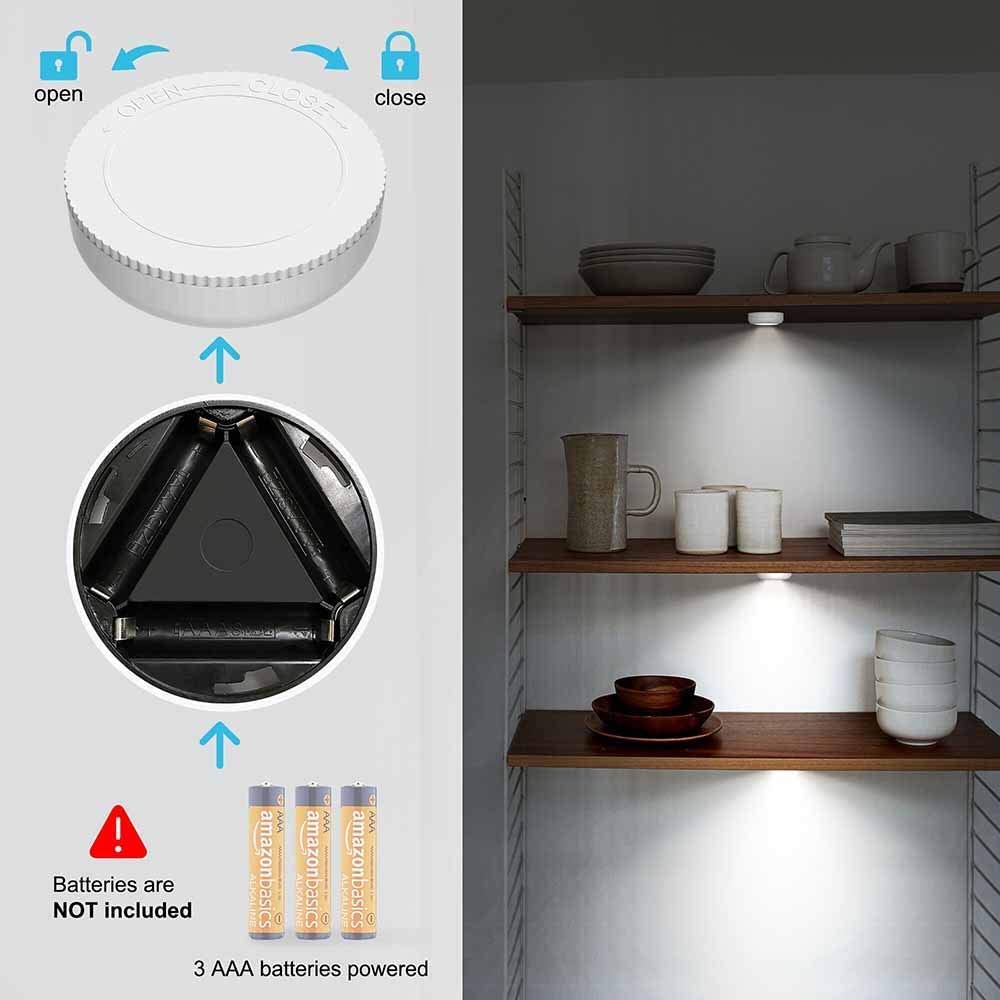 Umecore Tap Light Push Lights, 7 Pack Small Under Cabinet Touch Puck Lights Battery Operated Powered Stick On Light For Closet C