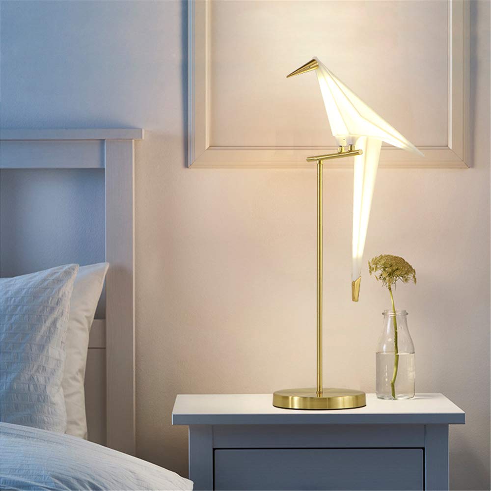 More Change Morechange 28 Inch Led Table Lamp, Modern Bird Table Light Gold Metal Fixtures For Living Room Bedroom Office (Table Lamp)