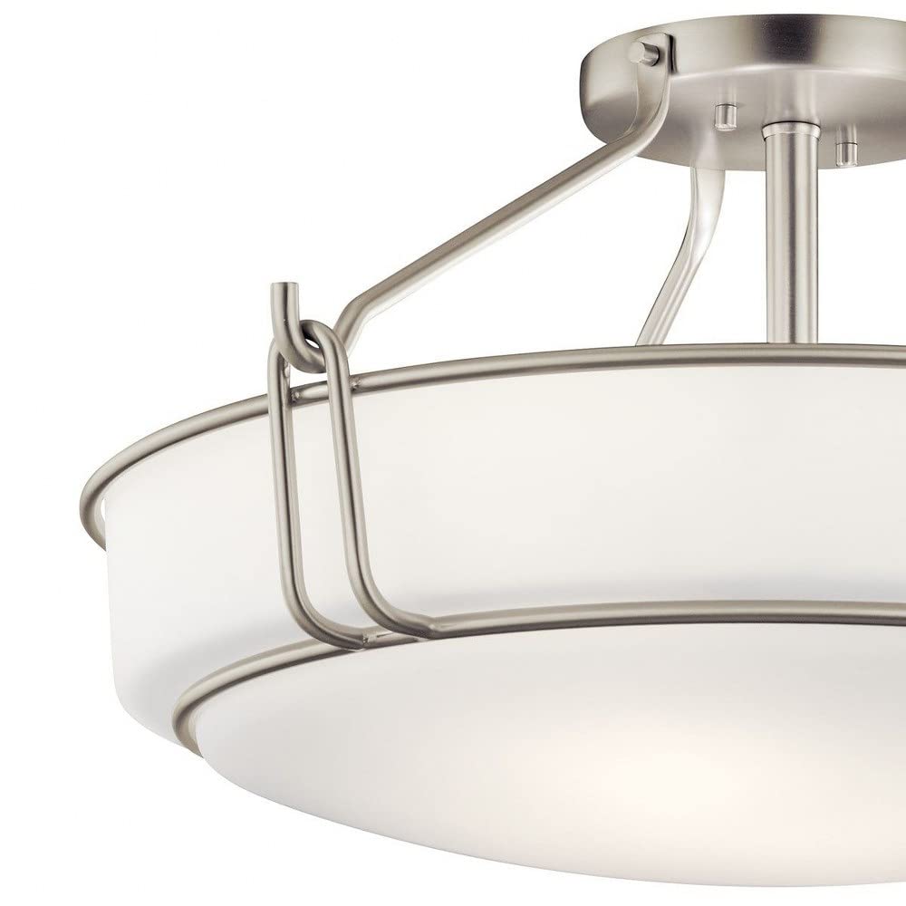Kichler Alkire 22'' 4 Light Semi Flush With Satin Etched White Glass In Olde Bronze