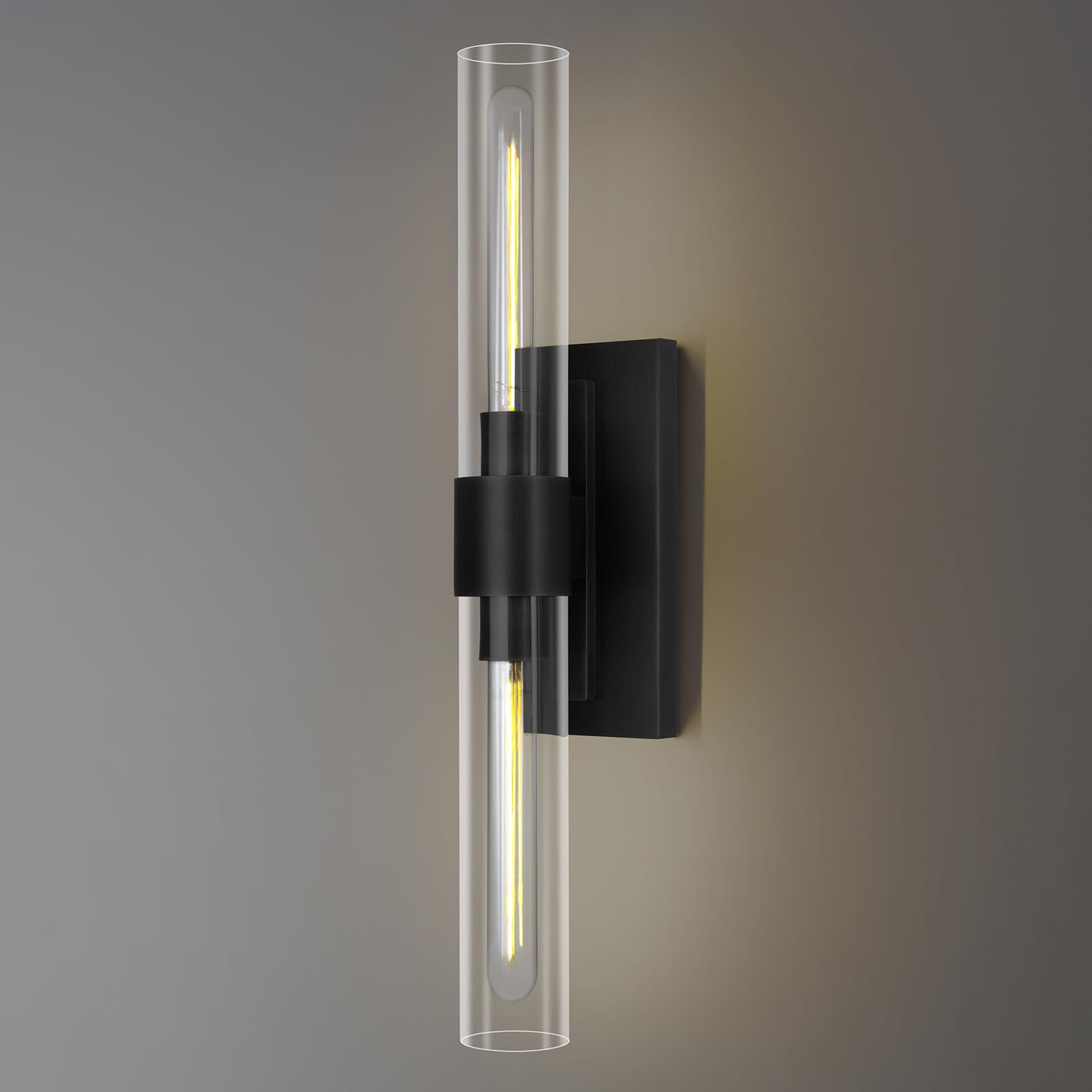 ZHTIECHUI 2-Light Vertical Linear Bathroom Vanity Light, 24in Black Brass Sconce, E26 Bulb Included, Model BDBL5578