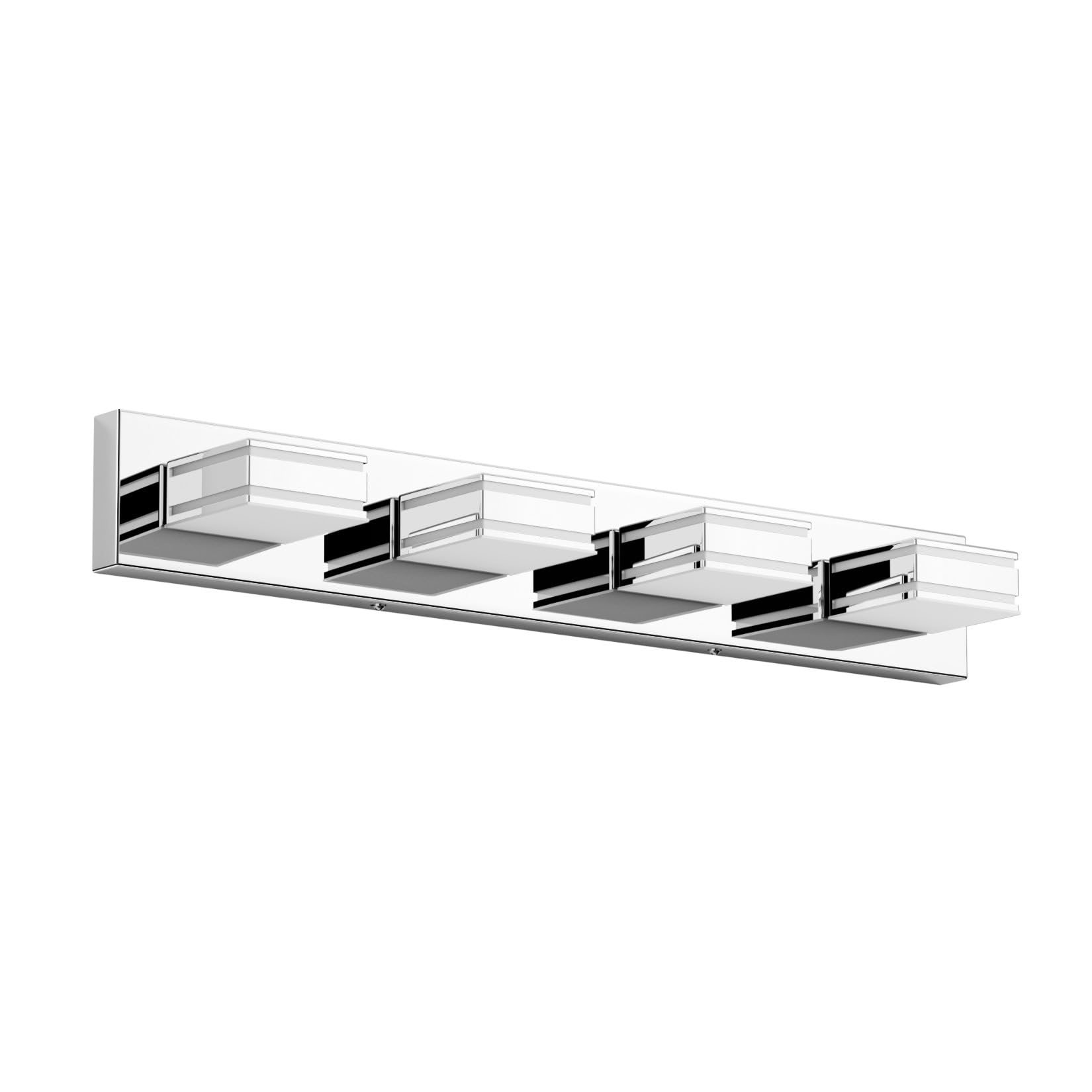 Ralbay 4-Light Bathroom Vanity Light, 30inch, Chrome Stainless Steel, Model 9819, Acrylic Wall Lighting Fixtures Over Mirror