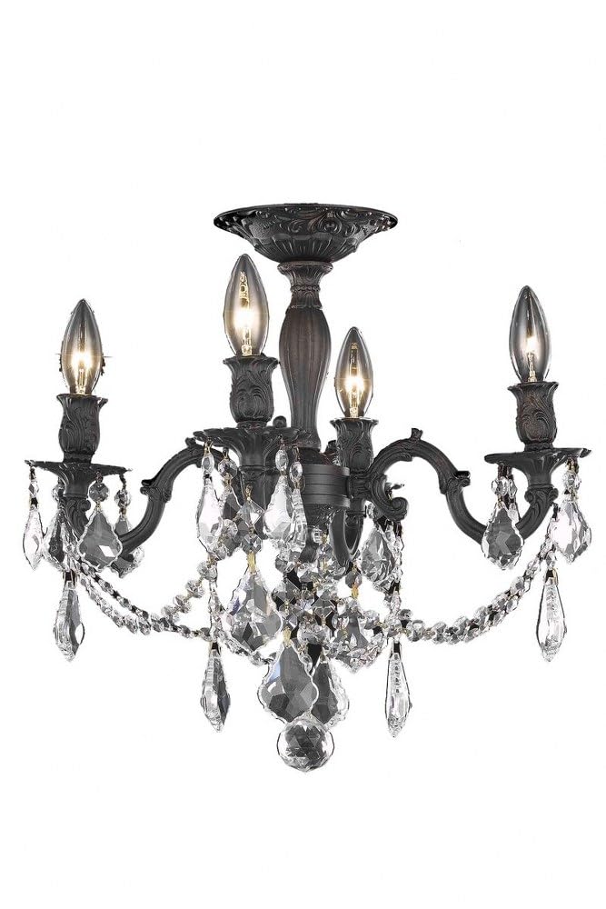 Elegant Lighting Royal Cut Crystal Chandelier 17in Bronze Wood Model 9204F17DB/RC
