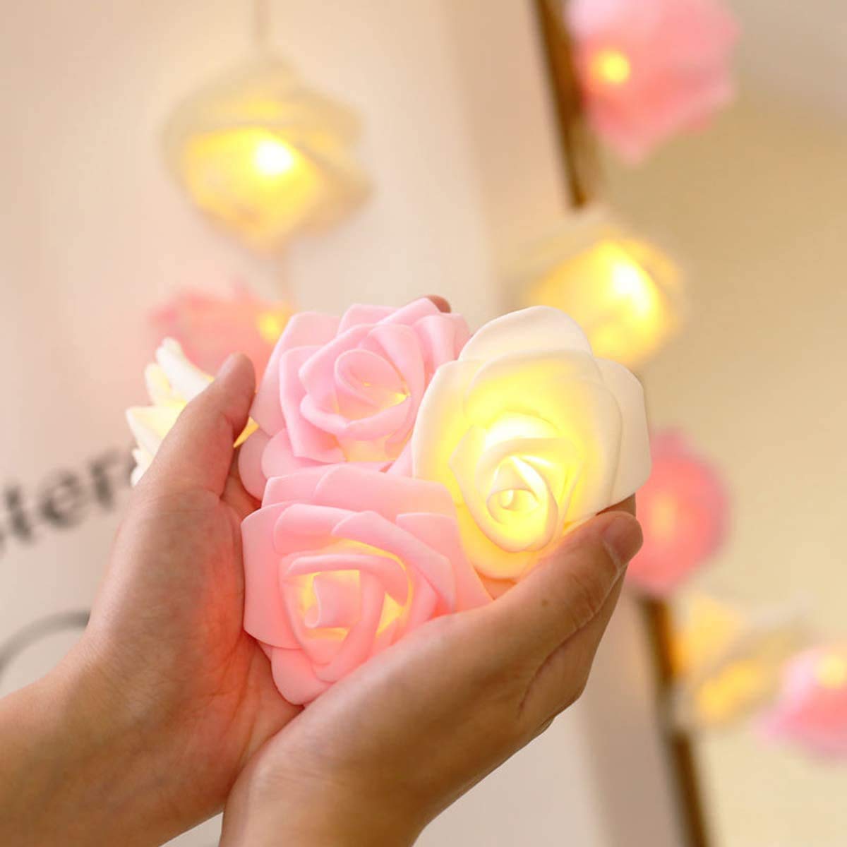RaajaOutlets Rose Flowers String Lights 5Meters 20LED String Romantic Flower Roses Fairy Light for Valentines Day Diwali Festiva
