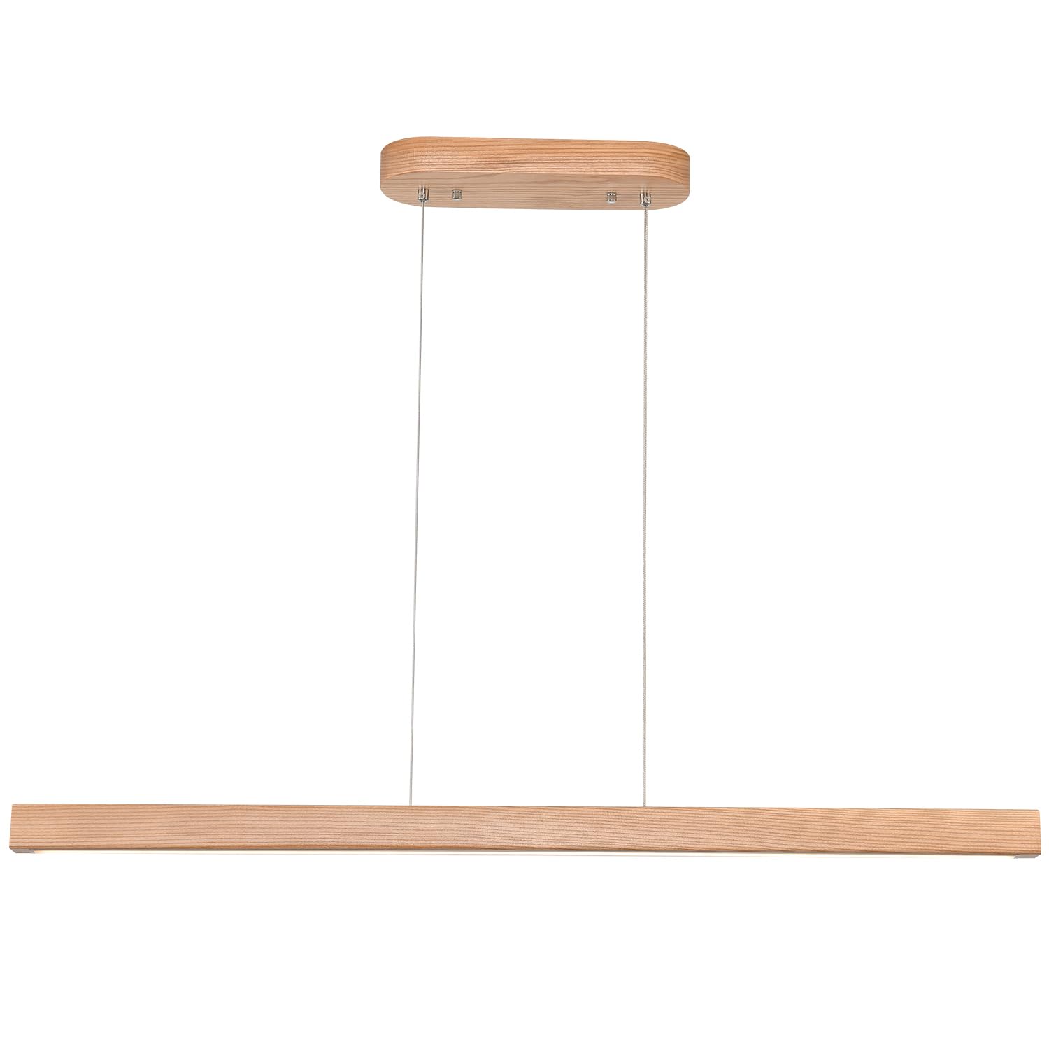 YISDESIGN 39in Wood Linear Pendant Light LED Dimmable Chandelier with Remote Control Natural Finish Model 2024-03