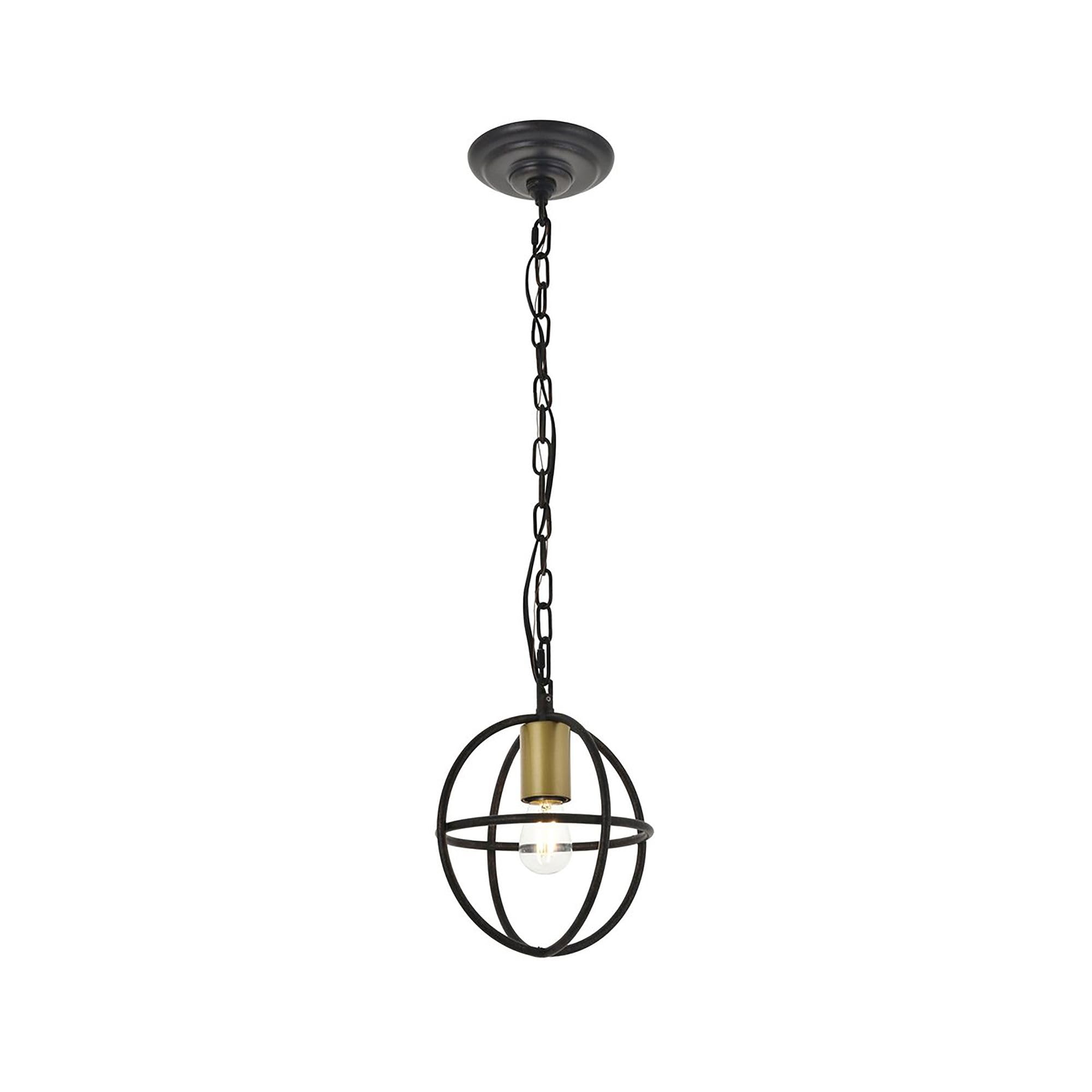 Living District Indoor Modern Home Decorative Bright Ceiling Octavia 1 Light Brass and Dark Brown Pendant