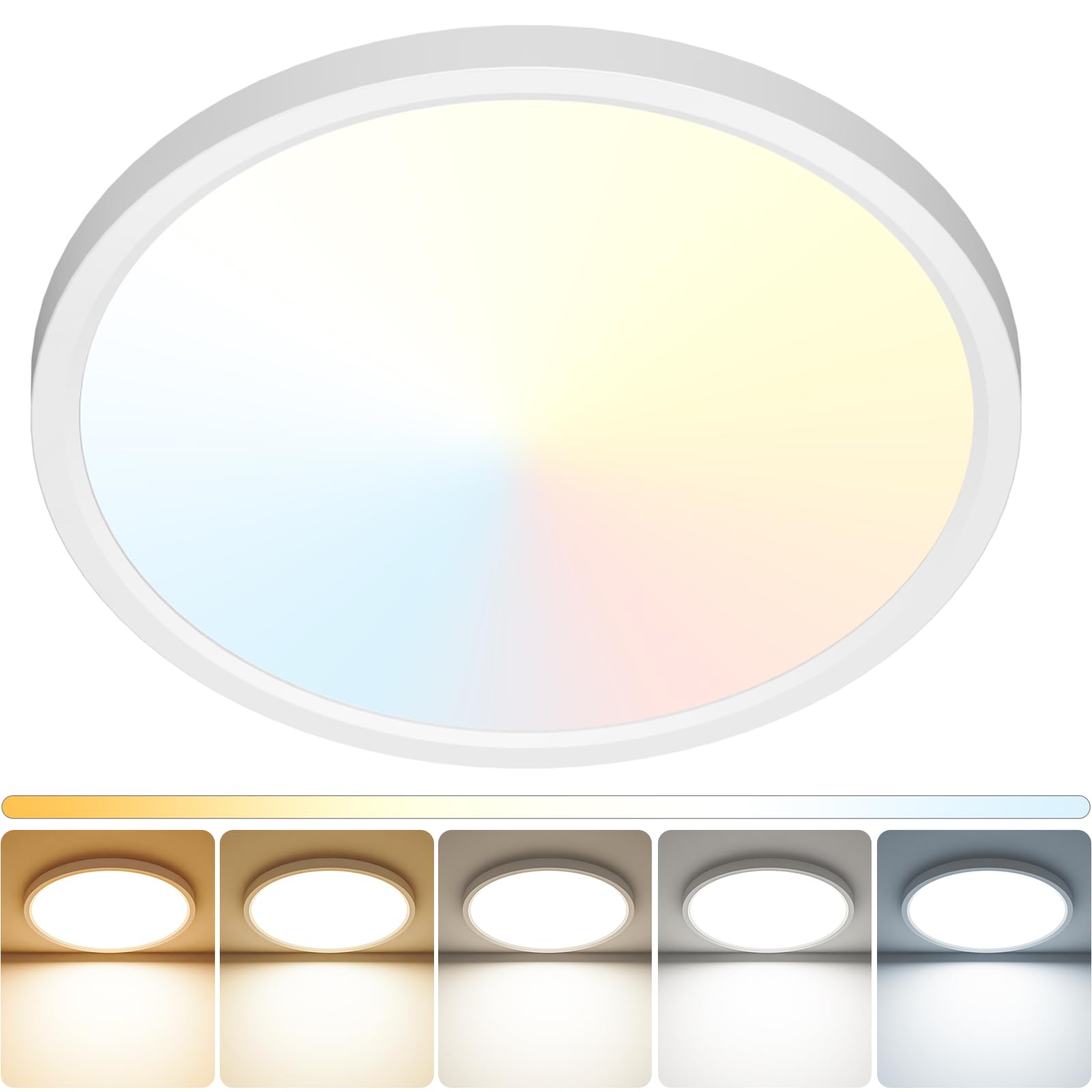 Peasur 15Inch Led Ceiling Light Flush Mount, 5Cct 3000K-6500K Adjustable Ceiling Light Fixture, 3000Lm 30W Bright White Flat Lig