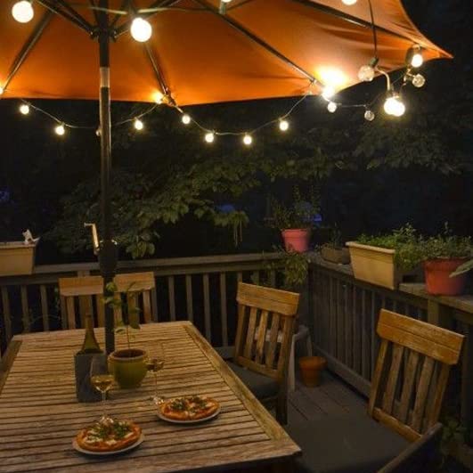 Silikang 27Ft Solar String Lights, Waterproof Led Outdoor Lights With 25 G40 Bulbs, Warm White