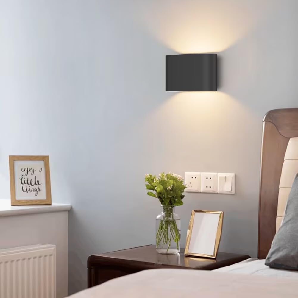 Aipsun LED Wall Sconces Set of 2, Modern Black Indoor Lights, Hardwire ...