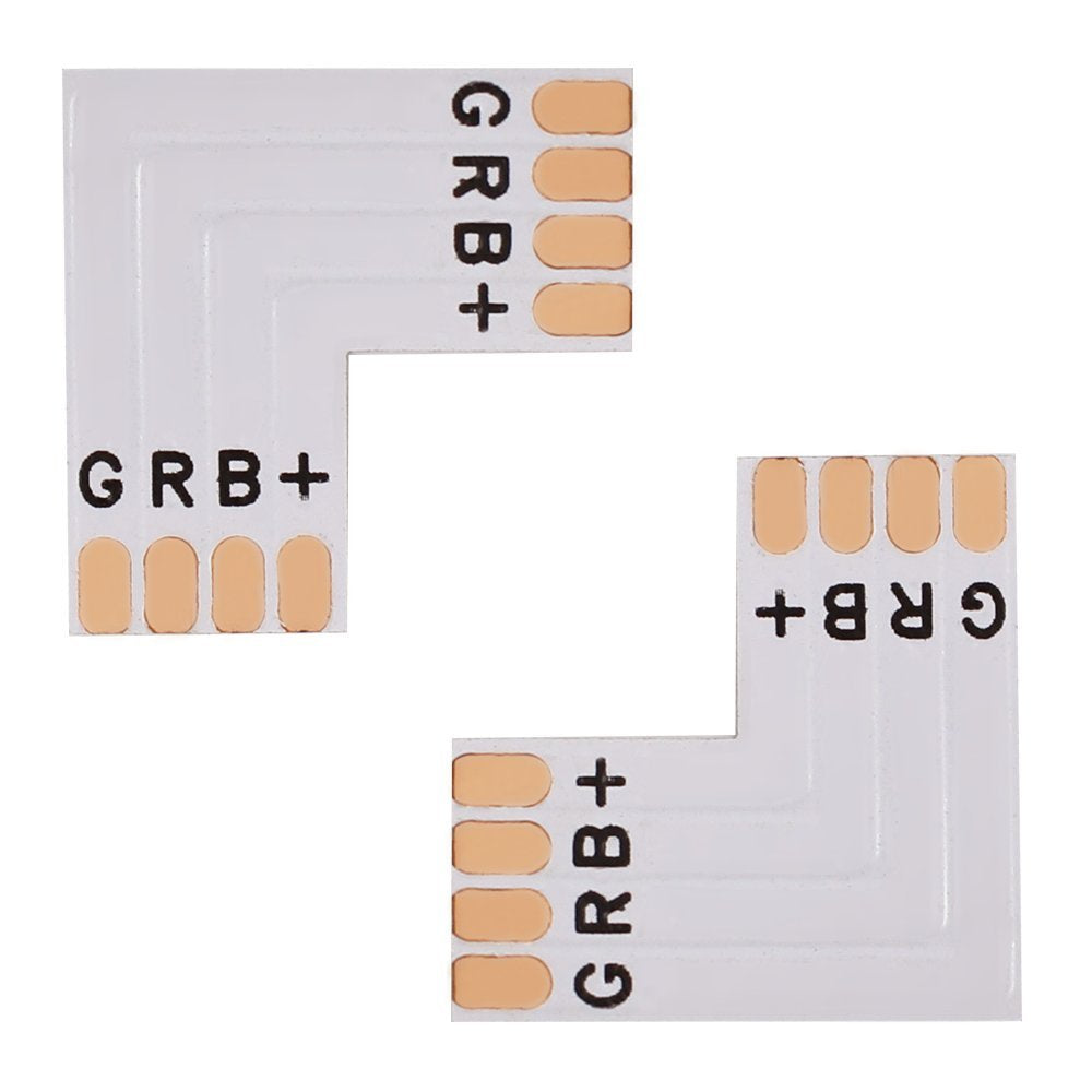 Torchstar 10Mm L-Shape 4-Conductor Quick Splitter Right Angle Corner Connector For 5050 Rgb Led Strip Lights, Strip To Strip,Pac