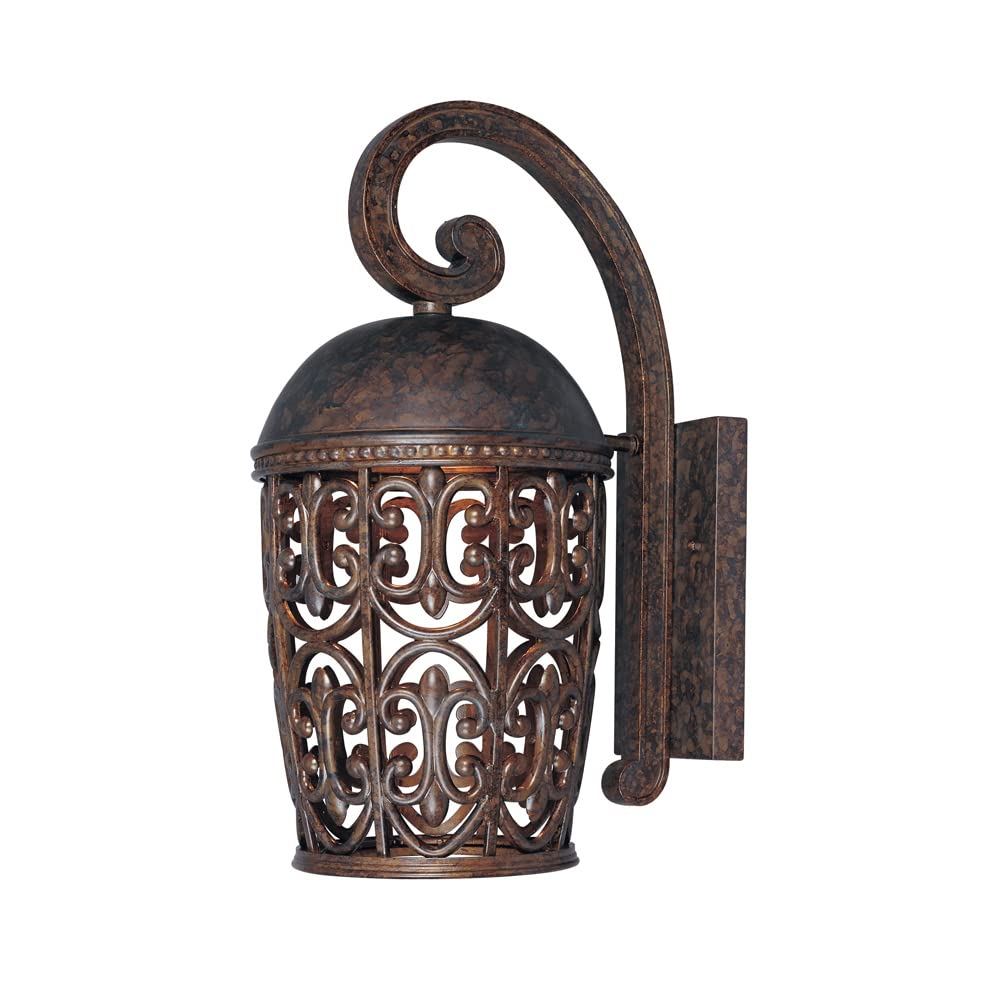 DESIGNERS FOUNTAIN Amherst 1-Light Outdoor Wall Lantern Sconce, Aluminum, Burnt Umber, Model 97591-BU