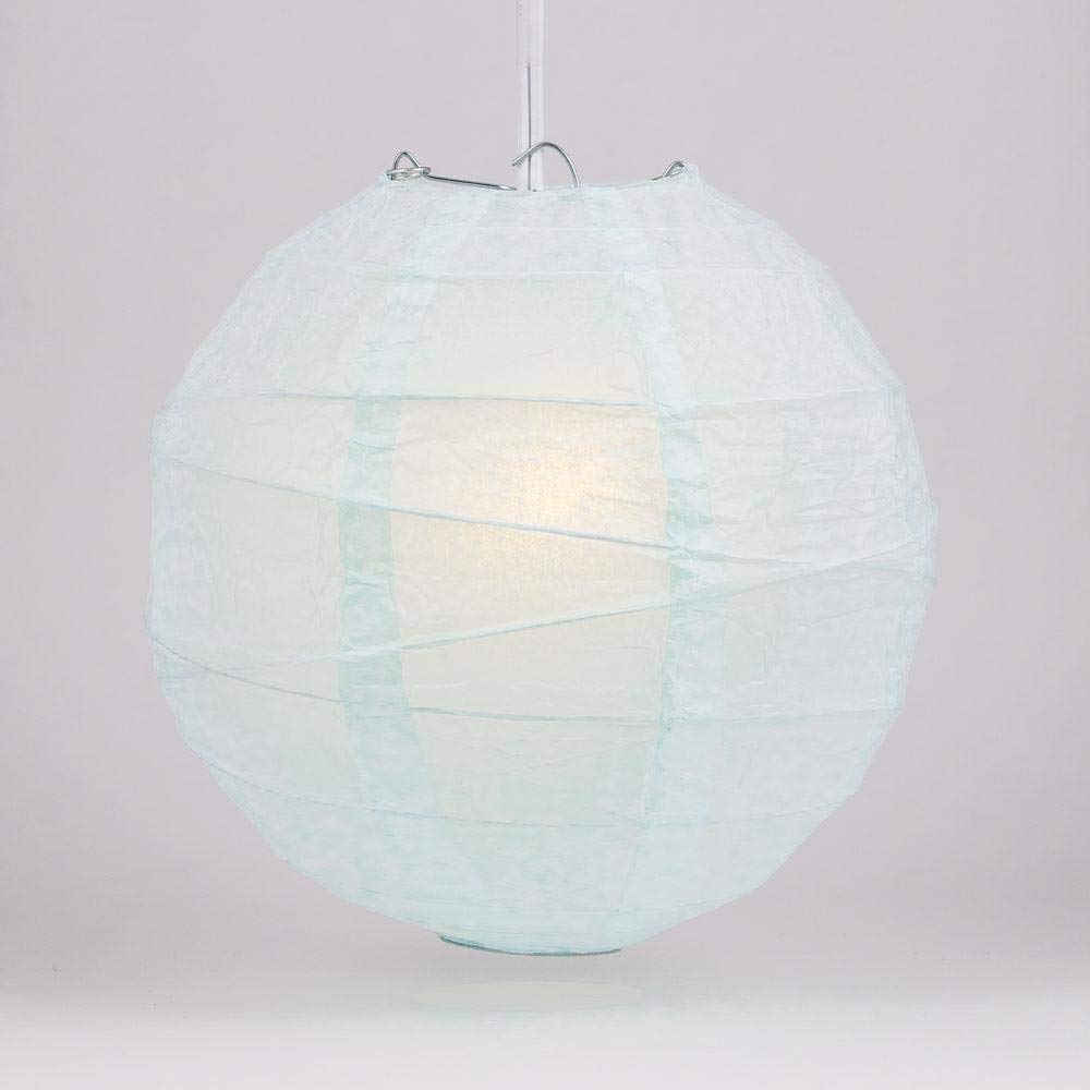 Quasimoon Paperlanternstore.Com 16 Inch Artic Spa Blue Round Paper Lantern, Crisscross Ribbing, Hanging Decoration
