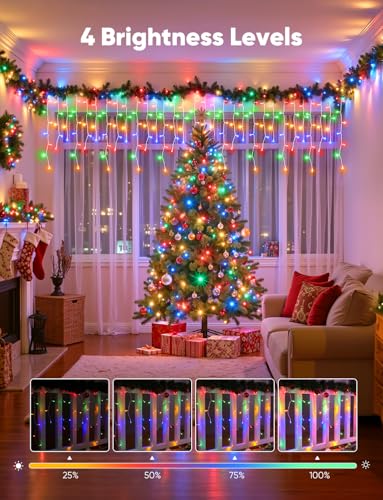 Icicle Lights Outdoor - 66 Ft 736 Led Icicle Christmas Lights With 138 Drops  8 Modes Icicle String Lights With Remote & Timer  Waterproof Fairy Lights For Roof Patio Tree House Decor  Multicolor