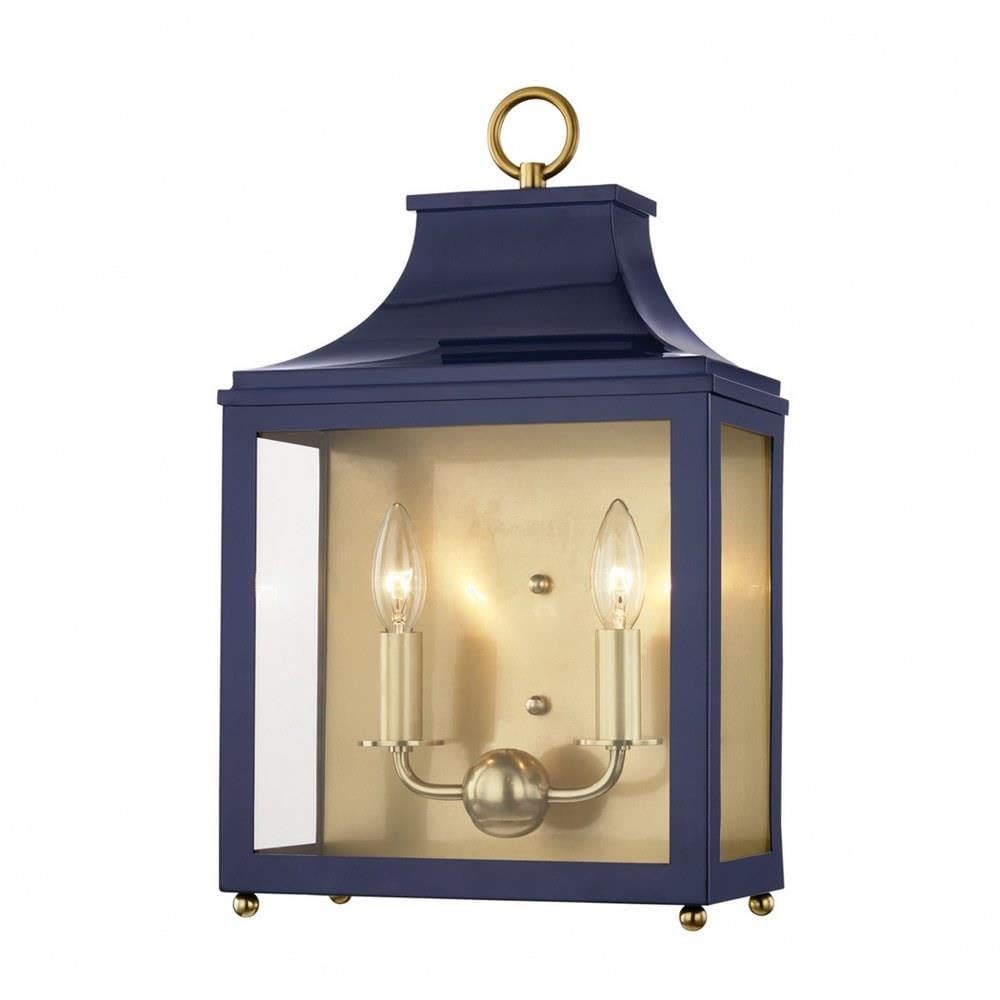 Mitzi H259102-AGB/NVY Leigh - 2 Light Wall Sconce 18.75 inches Tall and 11.25 inches Wide - Aged Brass/Navy