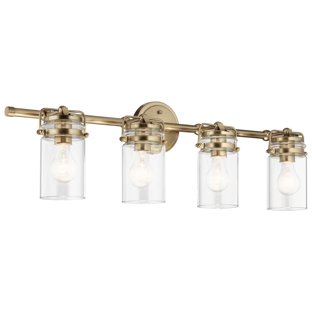 Kichler Brinley 4 Light Vanity Light With Clear Glass In Champagne Bronze, (32.5'' W X 10.25'' H), 45690Cpz