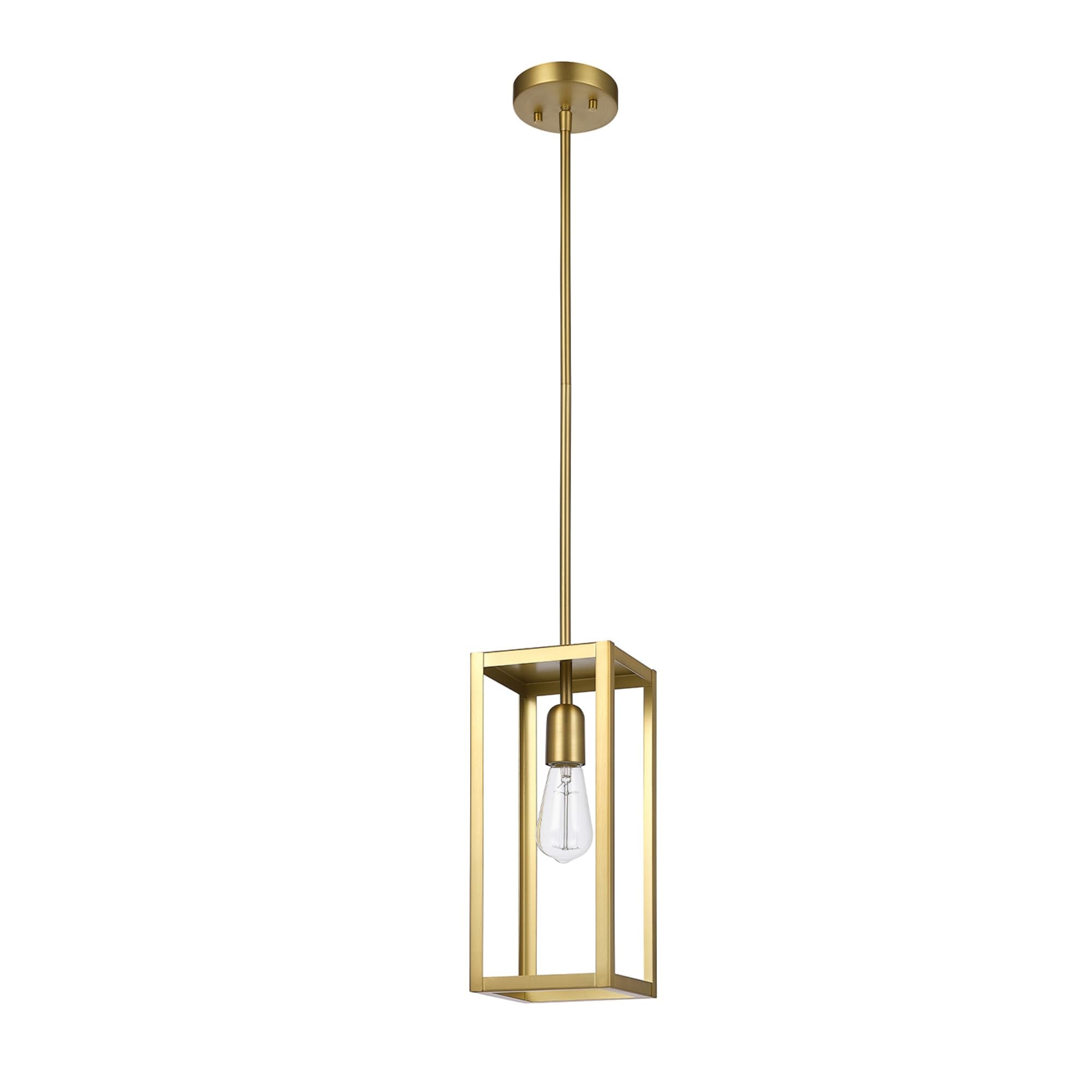 Globe-Electric 67000151 1-Light Pendant Light Fixture, Matte Brass, Dining Room Fixture, Kitchen Island Lighting, Contemporary, 