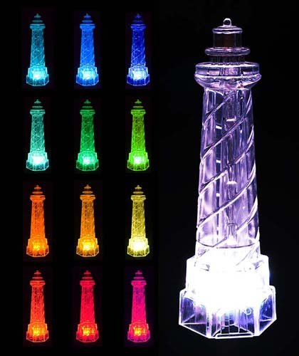 Solaration Solar Powered Lighthouse Garden Stake Light, Acrylic, Transparent, Model SGSL1028