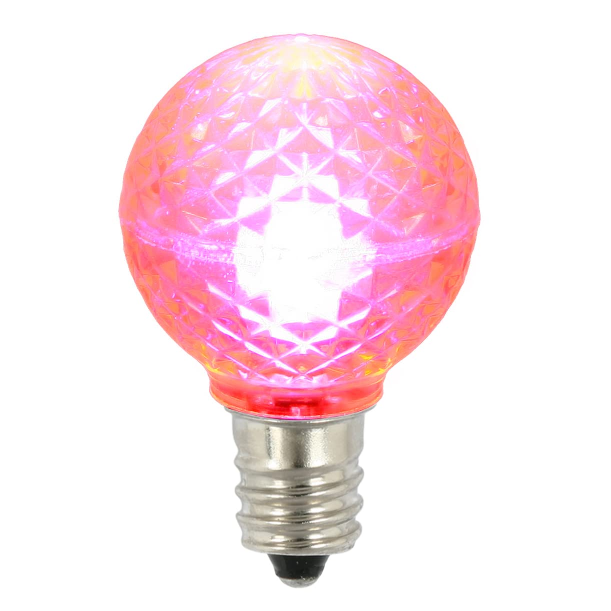 Vickerman G30 LED Bulb E12 Nickel Base .45W, Pink, Model XLEDG39-25, Package of 25