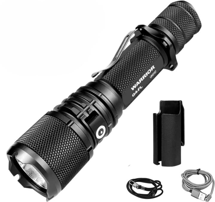 Powertac Warrior G4-Fl 4200 Lumen (Wide Beam) Tactical Handheld Flashlight High Lumen, Waterproof, Usb Rechargeable Flashlight A