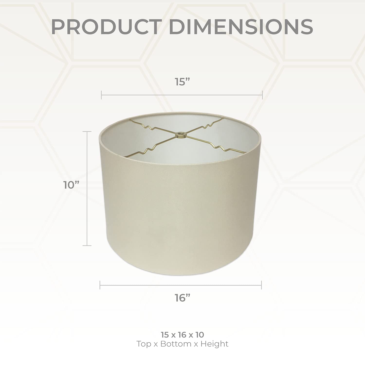 Royal Designs, Inc. Shallow Drum Lamp Shade, HB-610-16BG-2, Beige, 15 x 16 x 10, 2 Pack