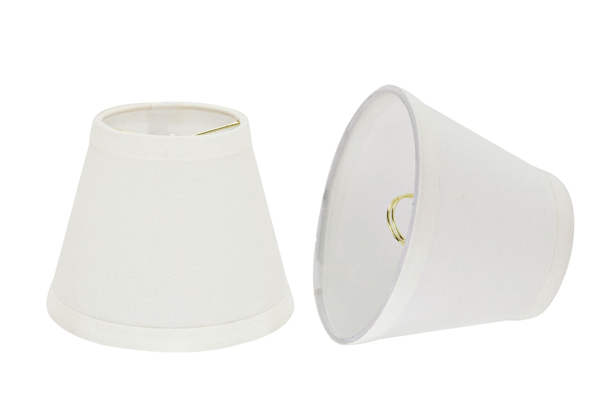 Aspen Creative 32059-2A Small Hardback Empire Shape Chandelier Clip-On Lamp Shade Set (2 Pack), Transitional Design in Off White, 5&quot; bottom width (3&quot; x 5&quot; x 4&quot;)