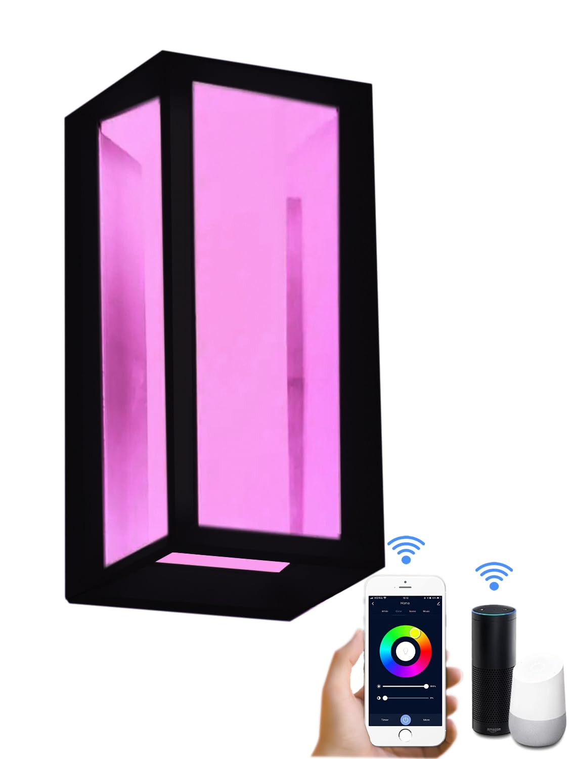 Zigbee 1400Lm Smart Outdoor Wall Lights, Rgb Color Changing And Cool To Warm White 2700K-6500K Exterior Wall Sconce, Works With