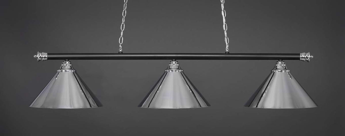 Toltec Lighting Oxford 3 Light Island In Chrome Matte Black (373-Chmb-420-Ch)