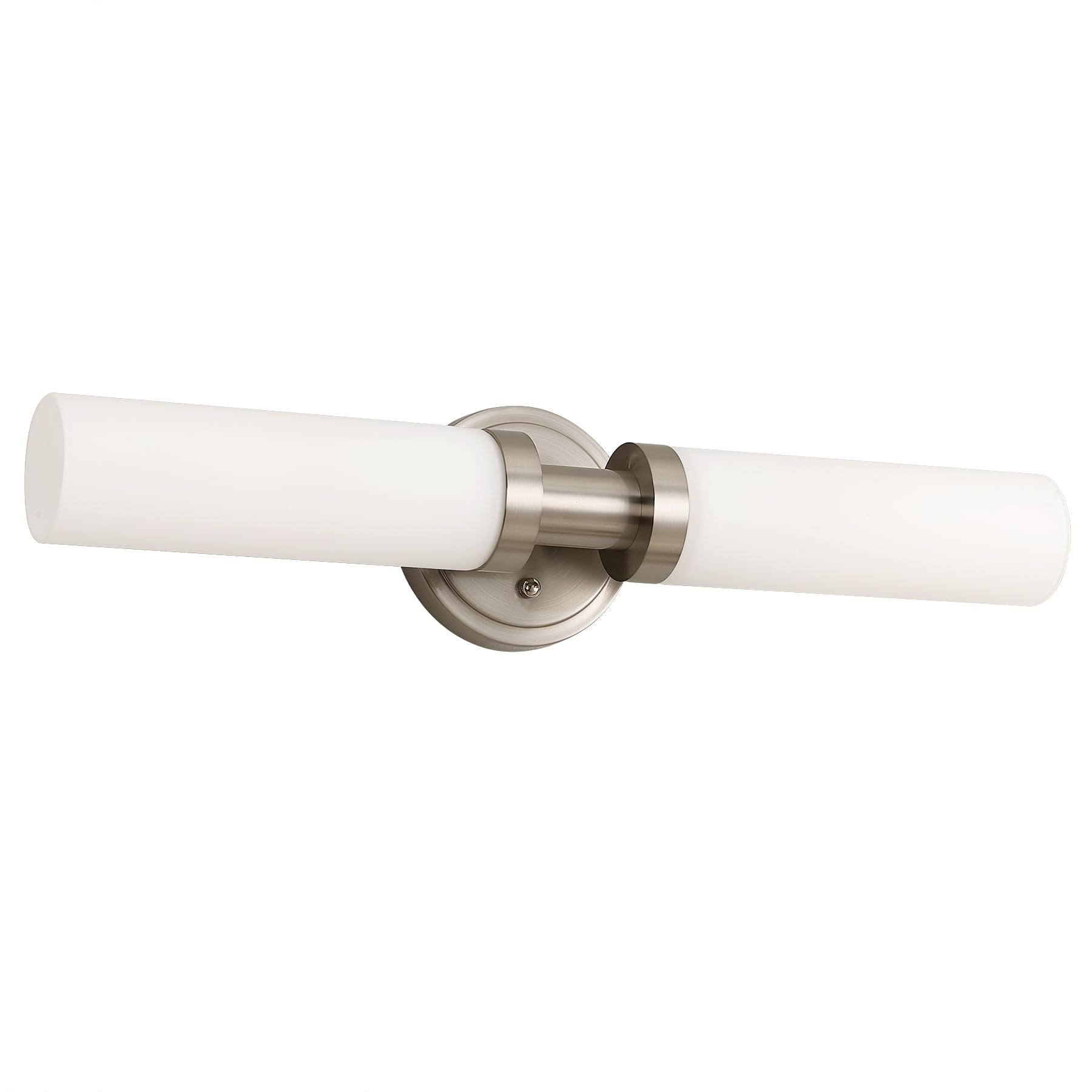 SANTOSTOCK Brushed Nickel Bathroom Light Fixtures  2-Light Vanity Lights W/White Glass Shade  Modern Sconces Wall Lighting for Mirror Kitchen Bedroom Hallway Living Room  E26 T10 Bulbs(Excluded)