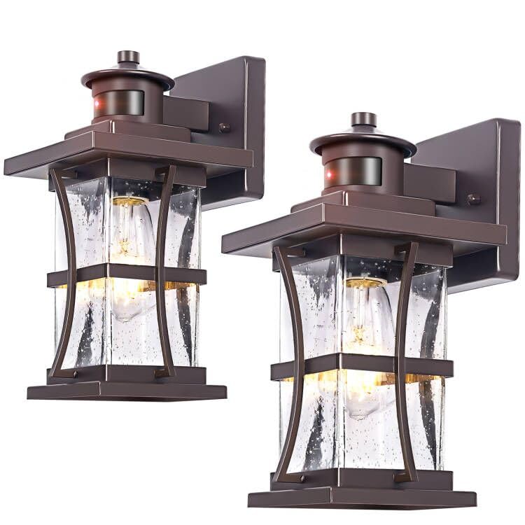 2 Packs Motion Sensor Outdoor Lights - Dusk To Dawn Outdoor Lighting, Oil Rubbed Bronze Porch Lights Outdoor Wall Sconce, Waterproof Exterior Light Fixtures For House, Garage, Entryway Anti-Rust, E26