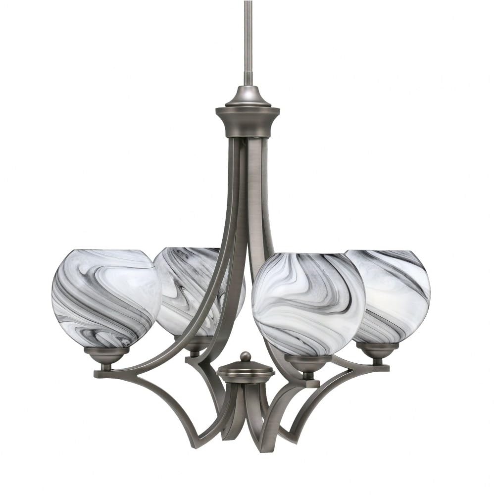 Toltec Lighting 564-Gp-4109 Zilo - 4 Light Uplight Chandelier-19.75 Inches Tall And 20.75 Inches Wide, Finish Color: Graphite, Glass Color: Onyx Swirl