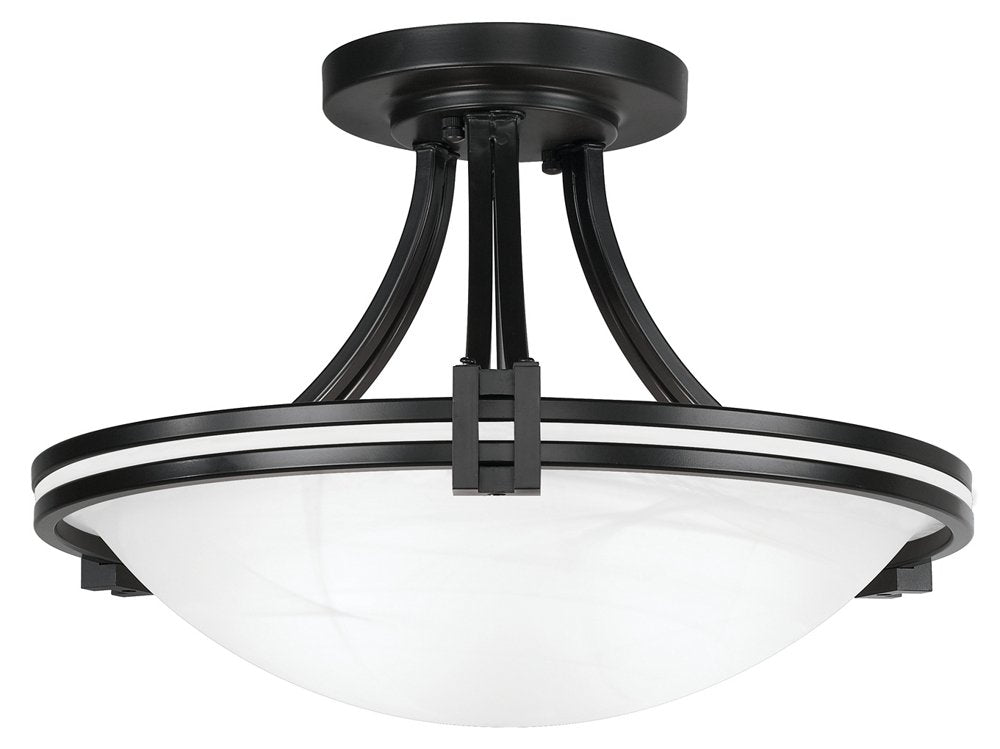 Possini Euro Design Deco Modern Close to Ceiling Light Semi Flush Mount Fixture 16'' Wide Oil Rubbed Bronze Brown Marbleized Gla