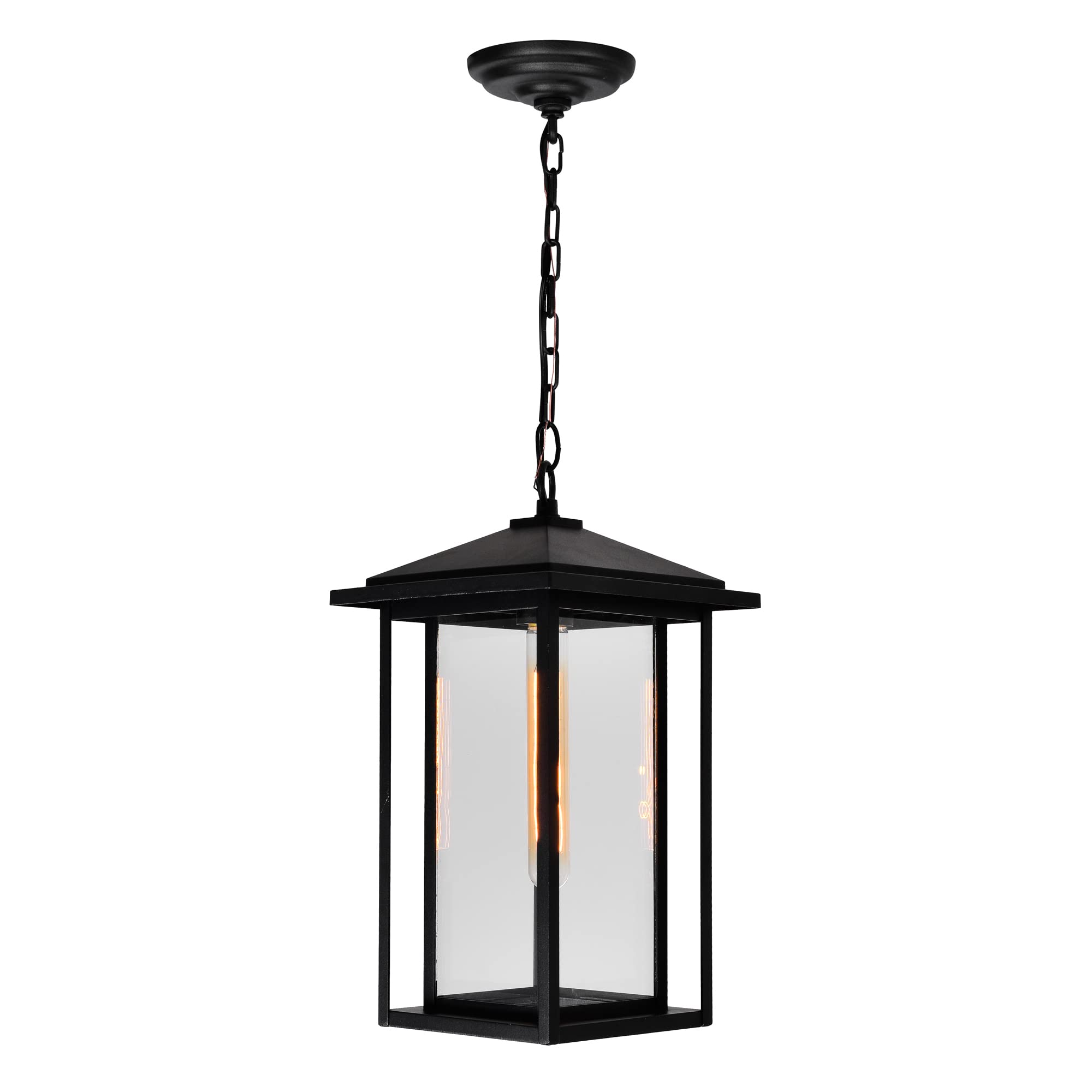 CWI Lighting Crawford 1 Light Farmhouse Metal Outdoor Hanging Light in Black