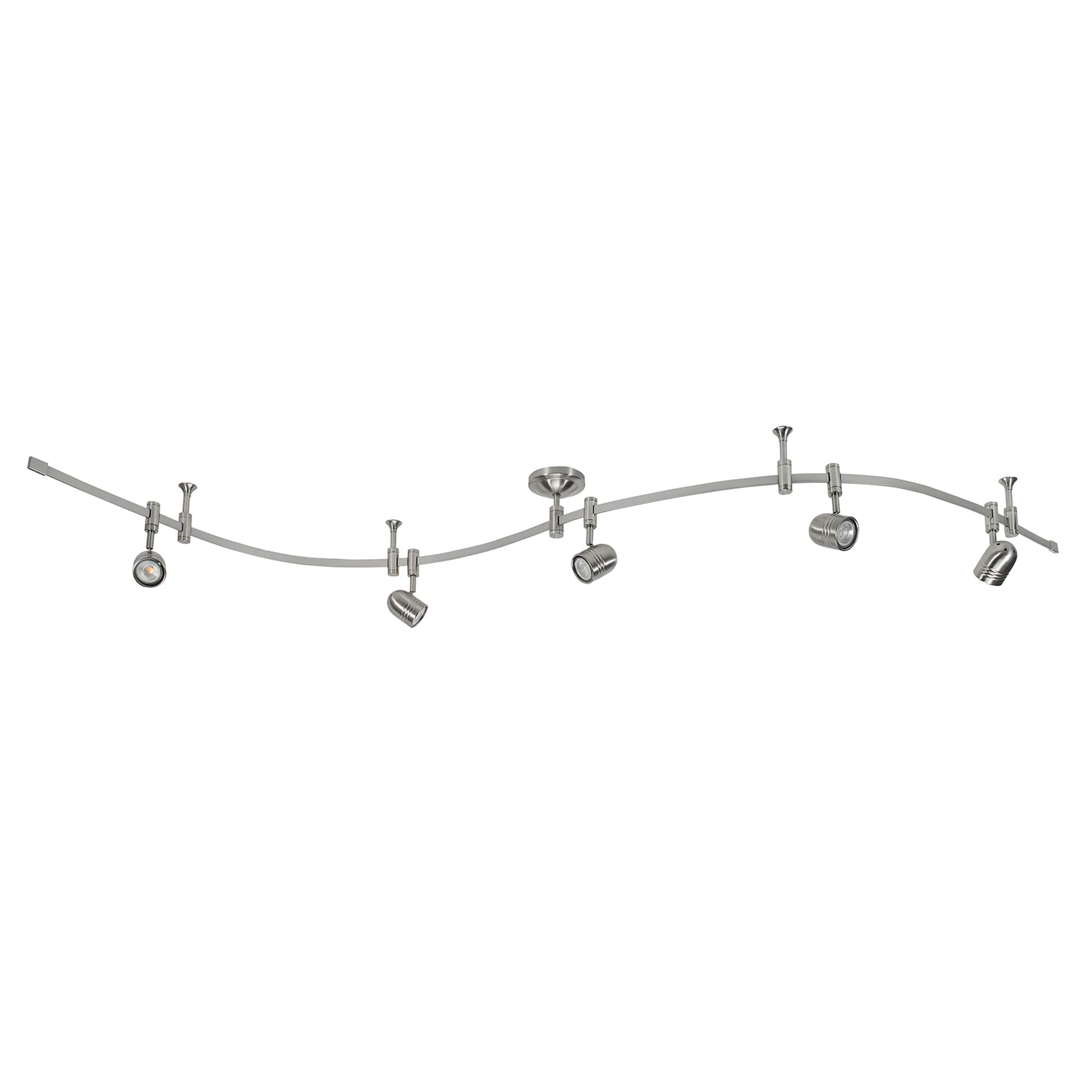 Catalina Lighting 96" Track Ceiling Light, Brushed Nickel, Transitional 5-Light Led Flex Track, Bulb Included, For Kitchen, Living Room, Home Lighting